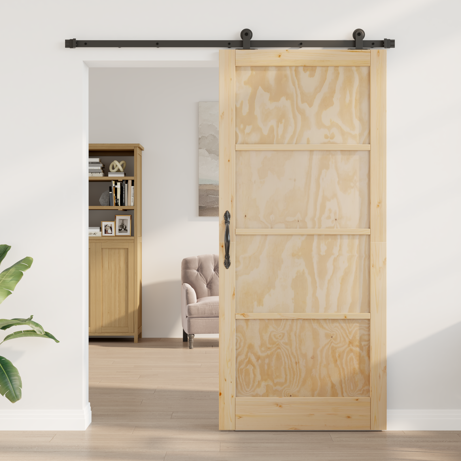 vidaXL Schuifdeur met Hardware Set 93x211 cm van Massief Vurenhout