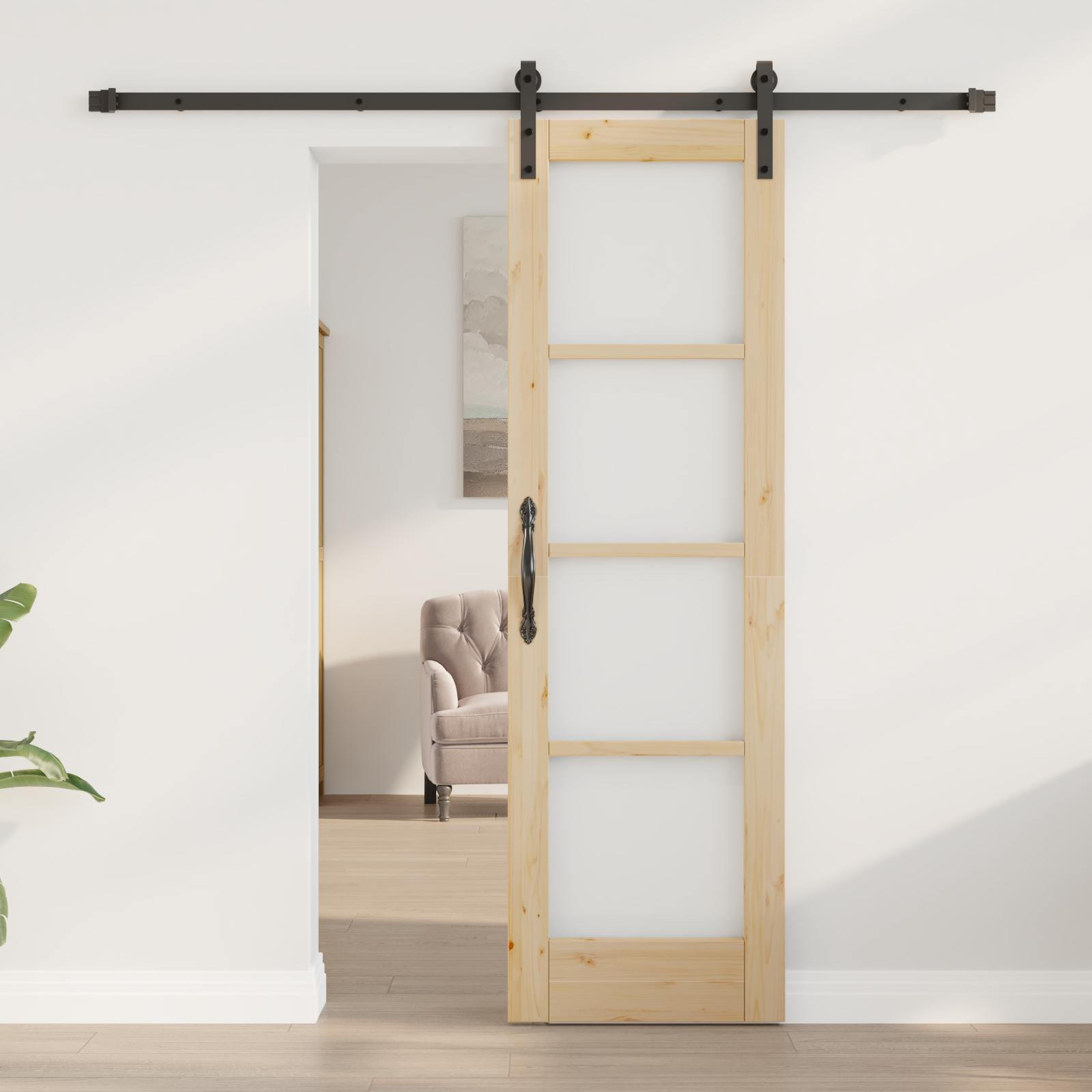 vidaXL Schuifdeur met beslag ORKDAL massief hout en glas