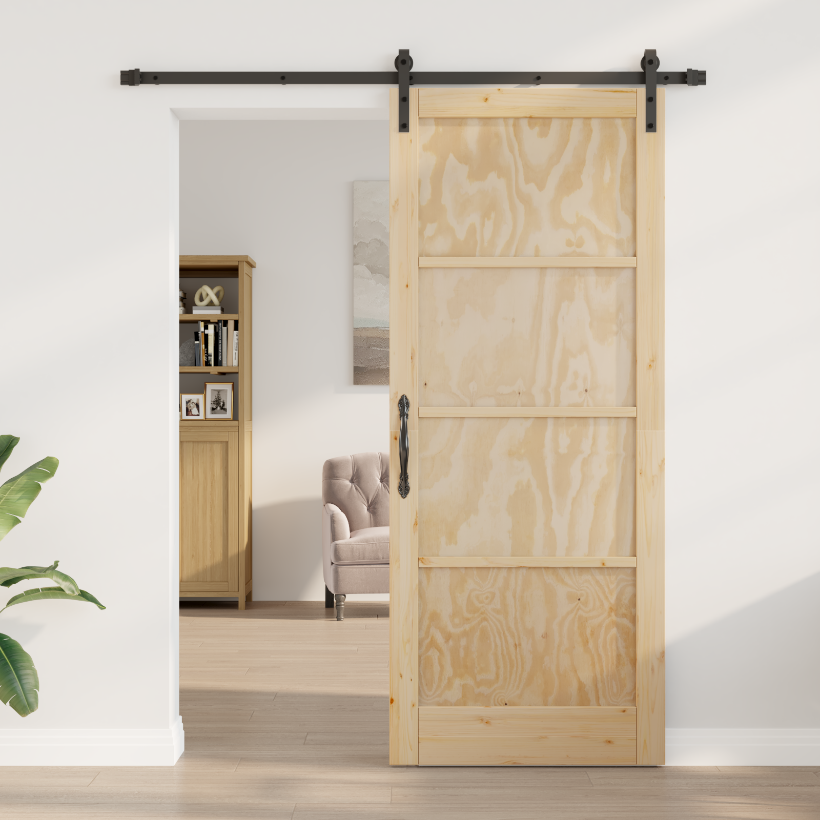 vidaXL Schuifdeur met beslag 86x211 cm massief grenenhout