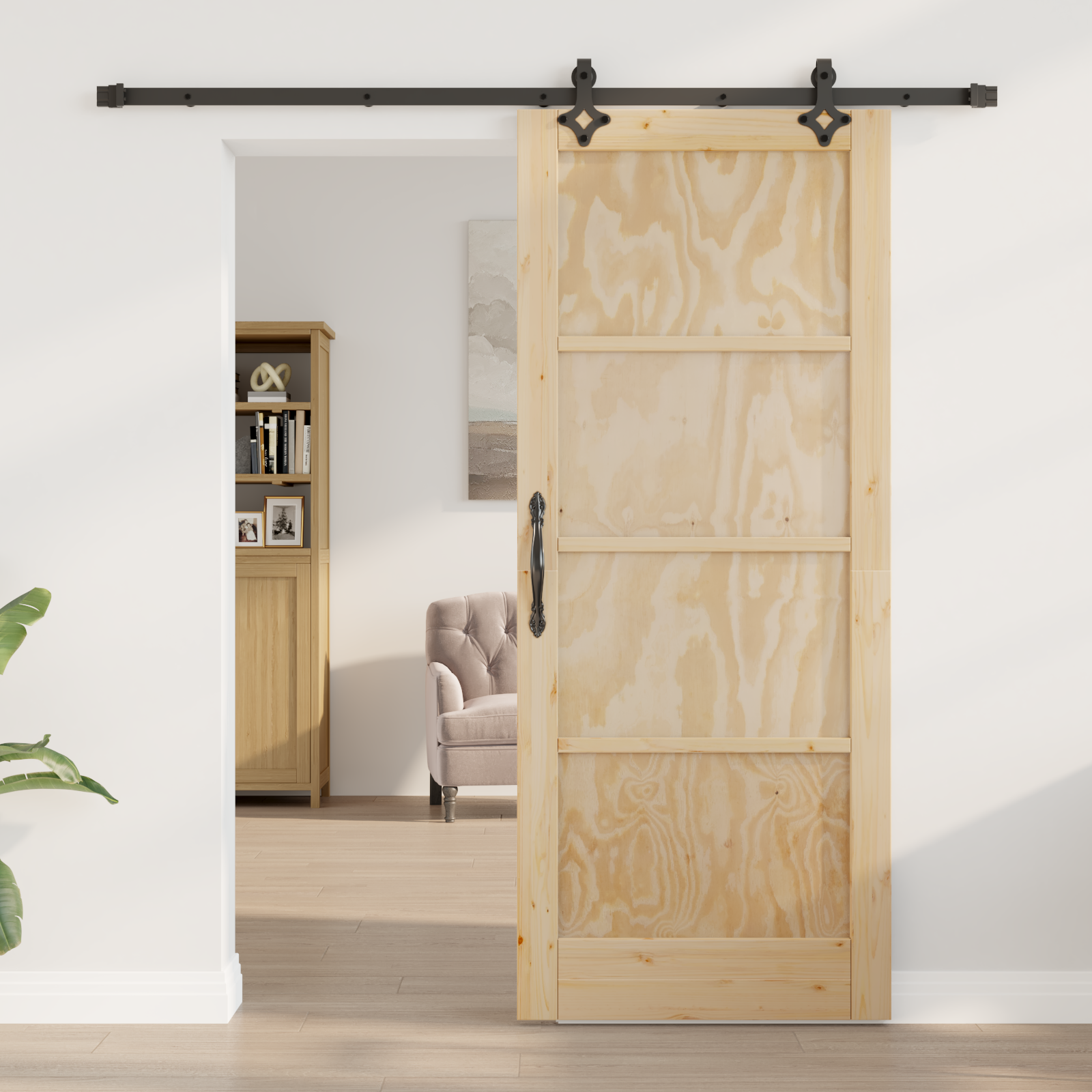 vidaXL Schuifdeur met beslag 83x202 cm massief grenenhout