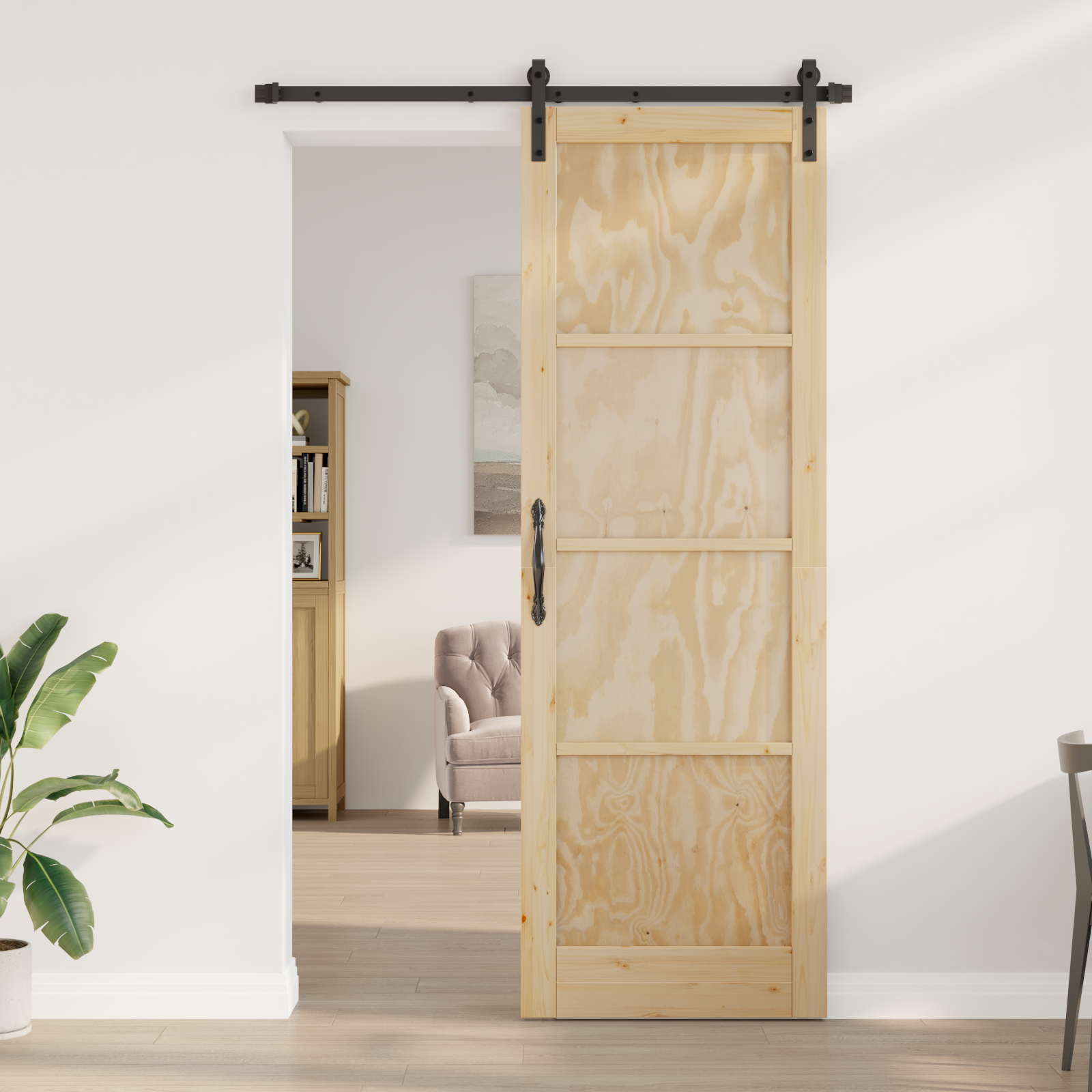 vidaXL Schuifdeur met beslag 78x232 cm massief grenenhout