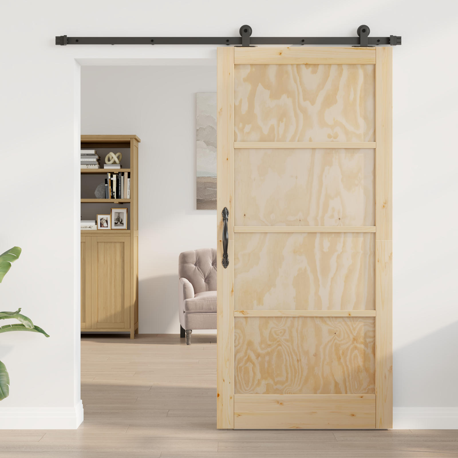 vidaXL Schuifdeur met Hardware Set 93x202 cm Massief Hout Vuren