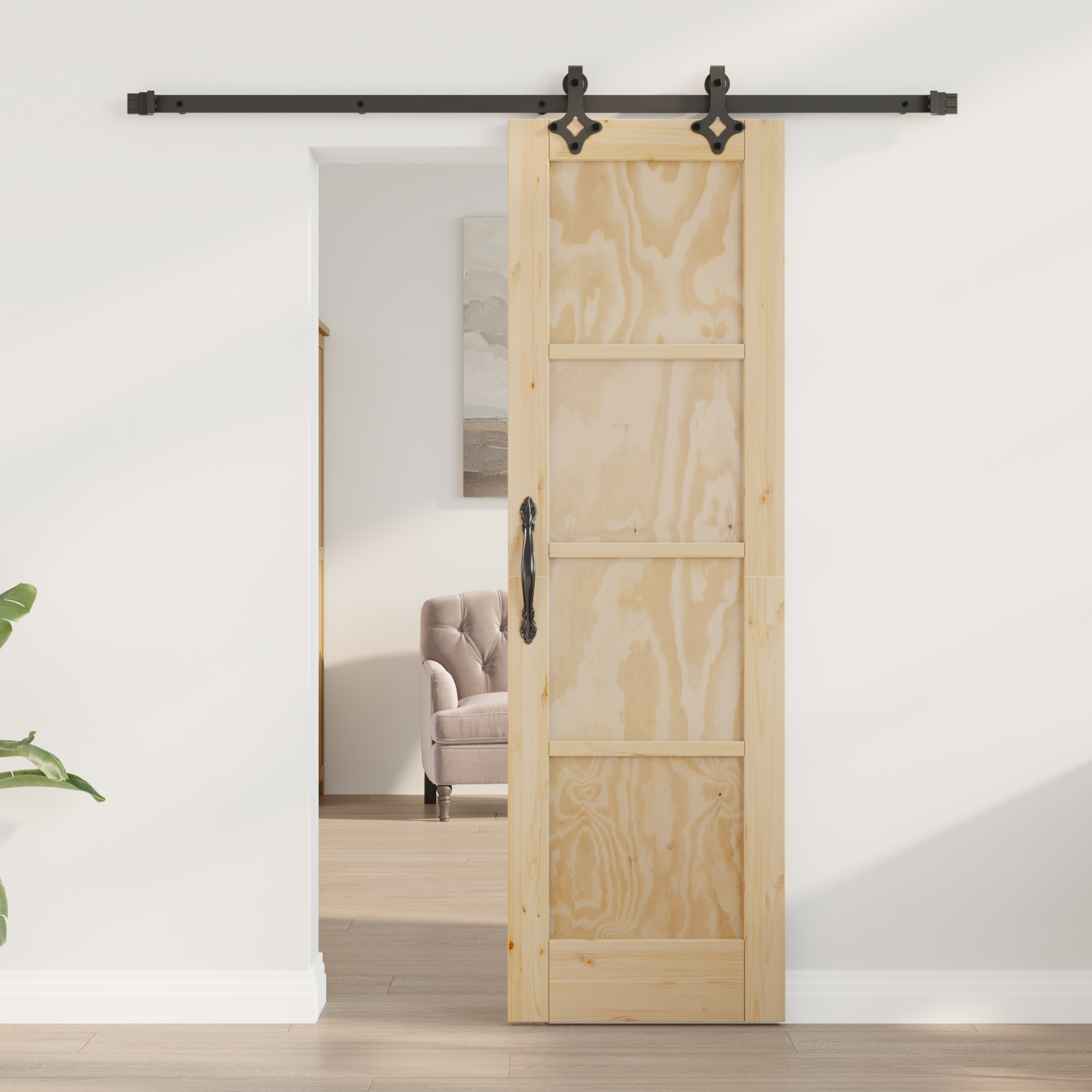 vidaXL Schuifdeur met beslag 61x198,5 cm massief grenenhout