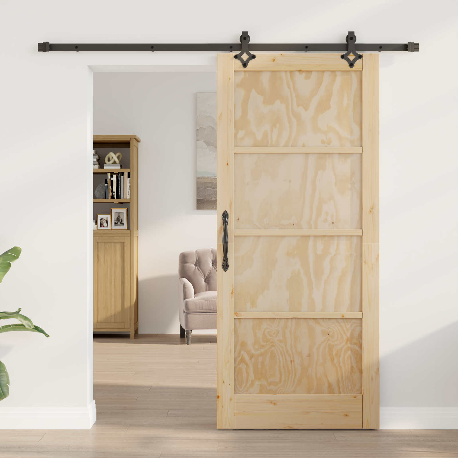 vidaXL Schuifdeur met beslag 86x198,5 cm massief grenenhout