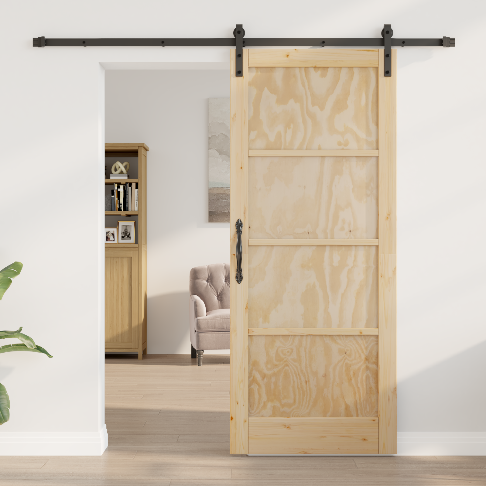vidaXL Schuifdeur met beslag 83x202 cm massief grenenhout