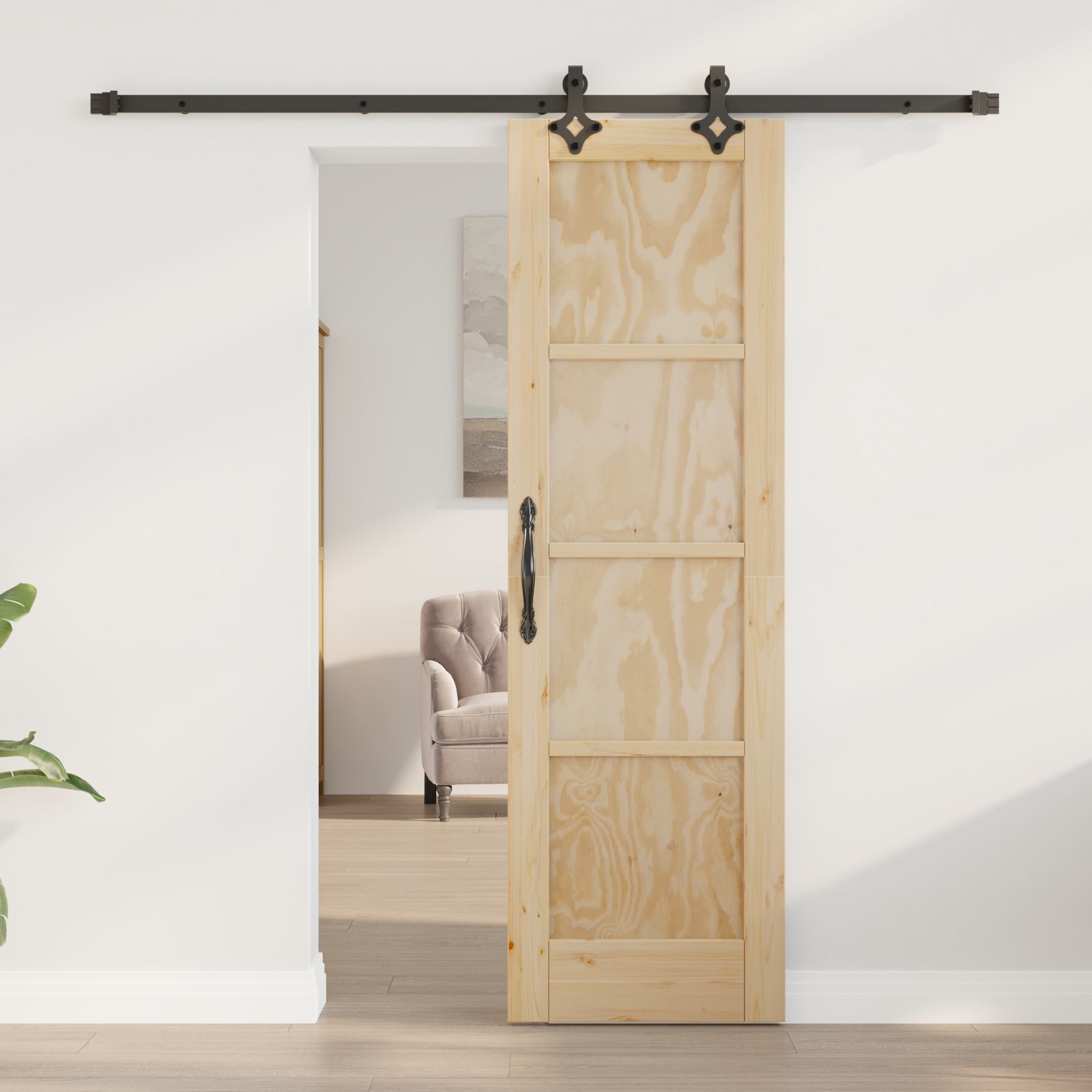 vidaXL Schuifdeur met beslag 61x198,5 cm massief grenenhout