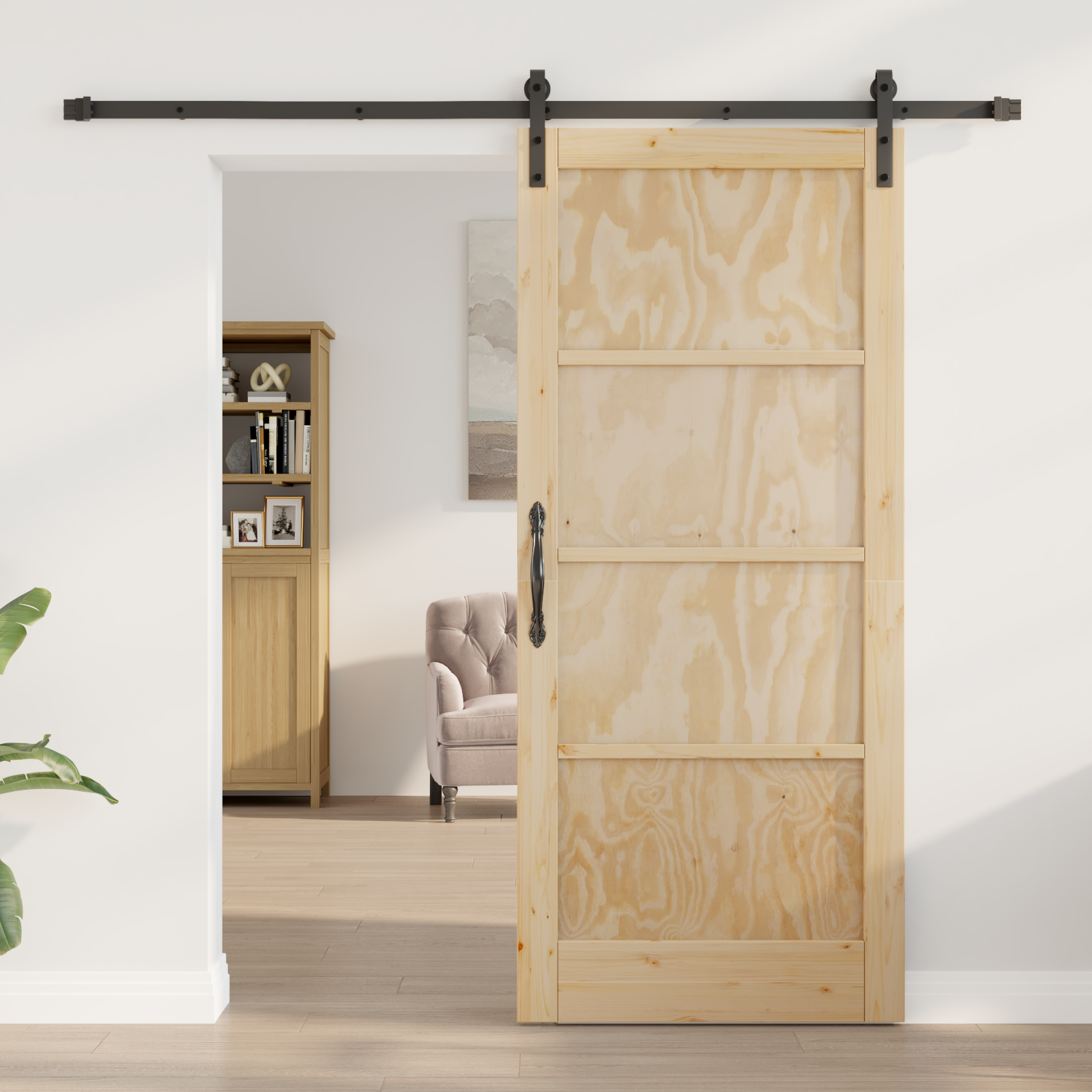 vidaXL Schuifdeur met beslag 86x198,5 cm massief grenenhout