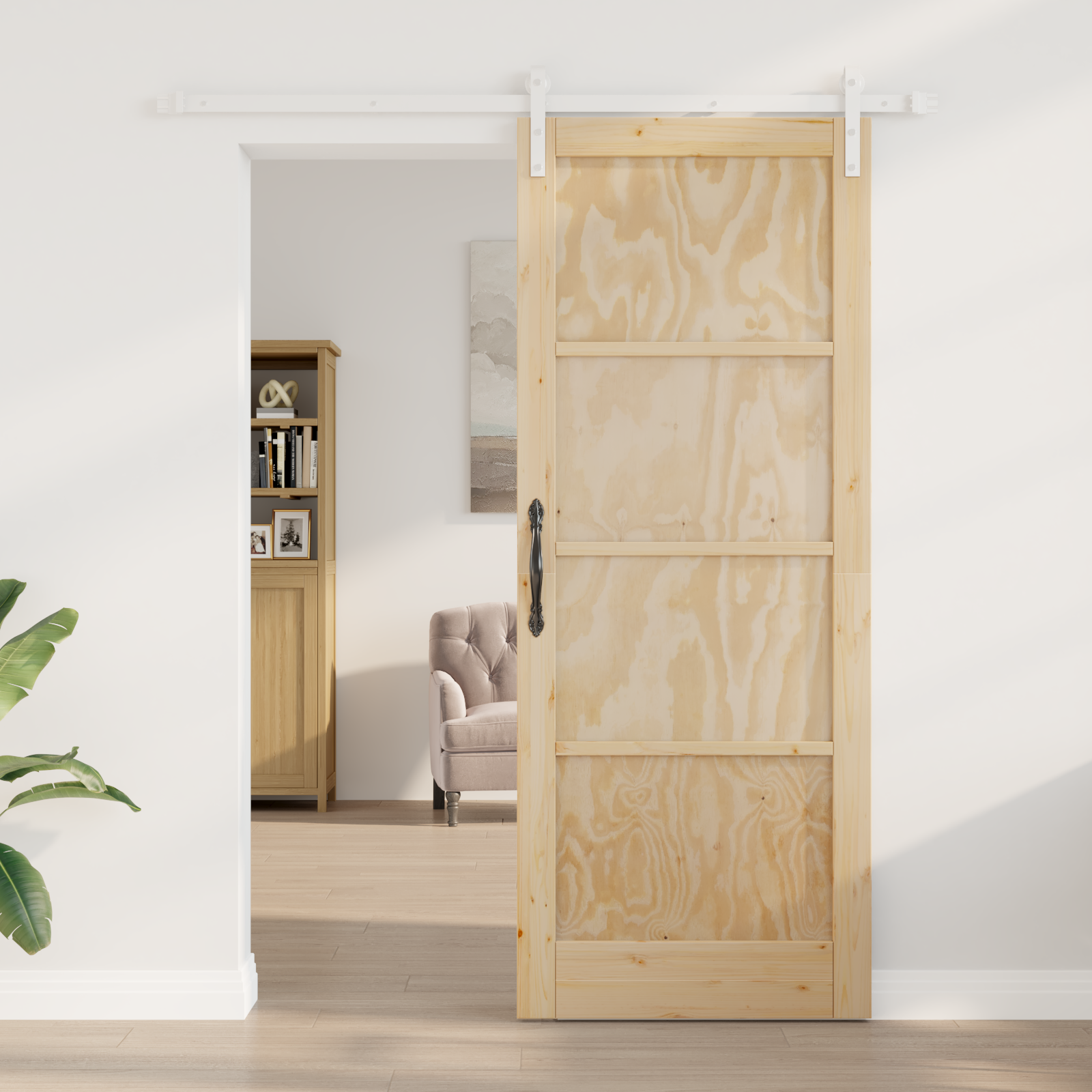 vidaXL schuifdeur met beslag 83x211 cm massief grenenhout