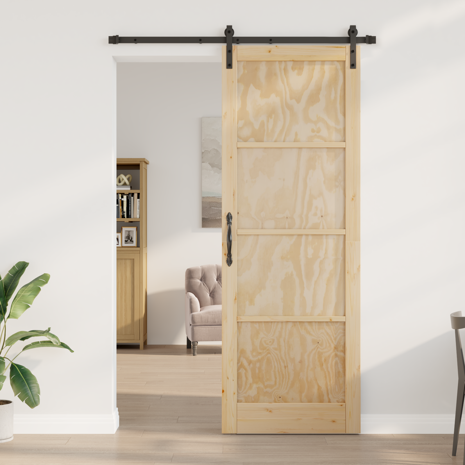 vidaXL Schuifdeur met beslag 83x232 cm massief grenenhout