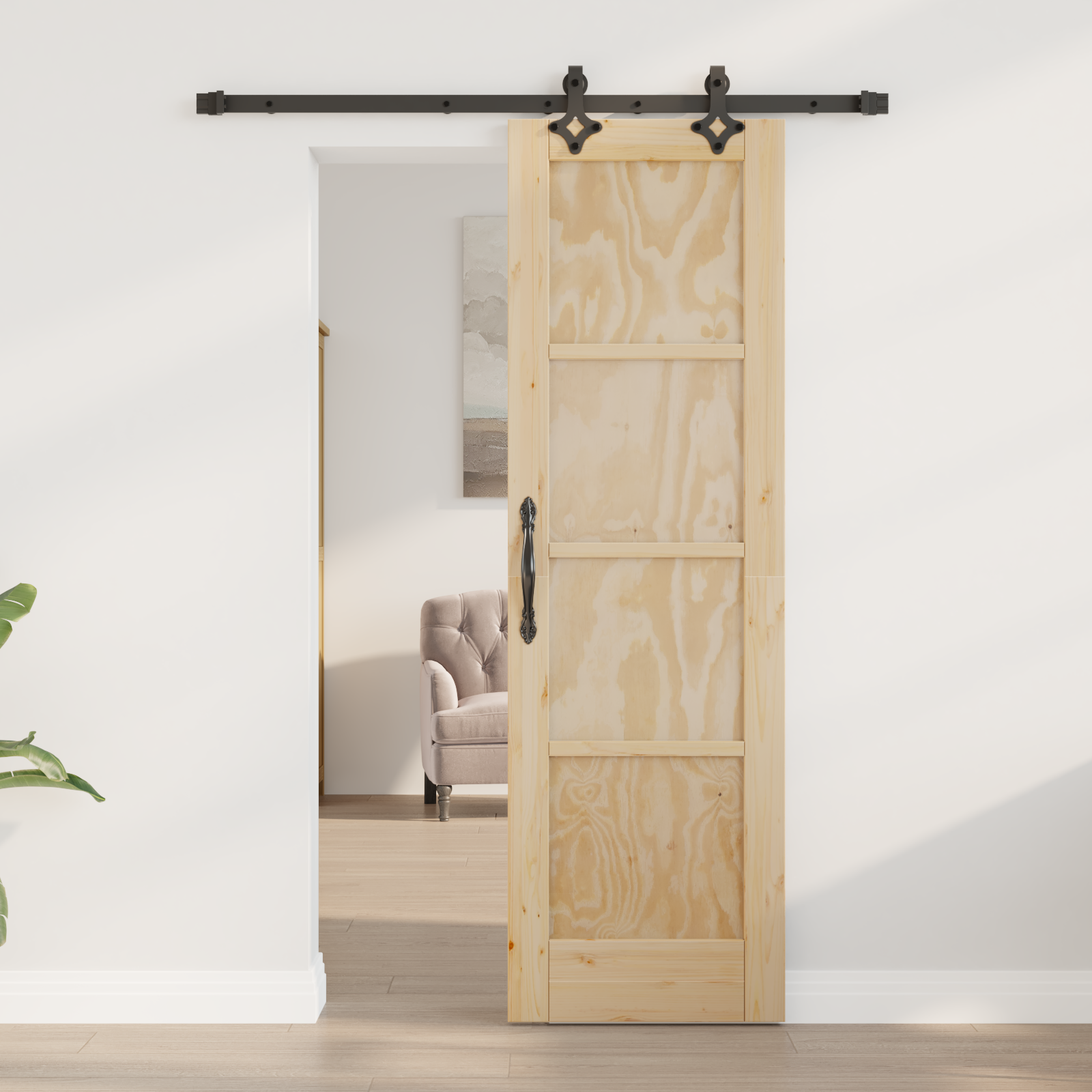 vidaXL Glijdende Deur met Hardware Set ORKDAL Massief Houten Den