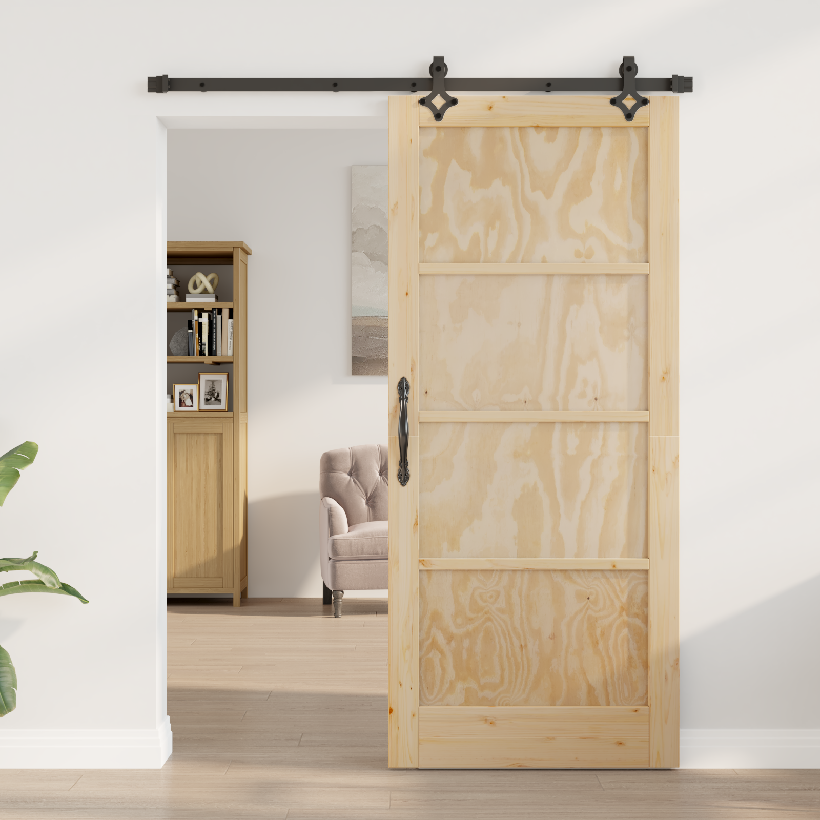 vidaXL Schuifdeur met hardware set 'ORKDAL'van massief vurenhout