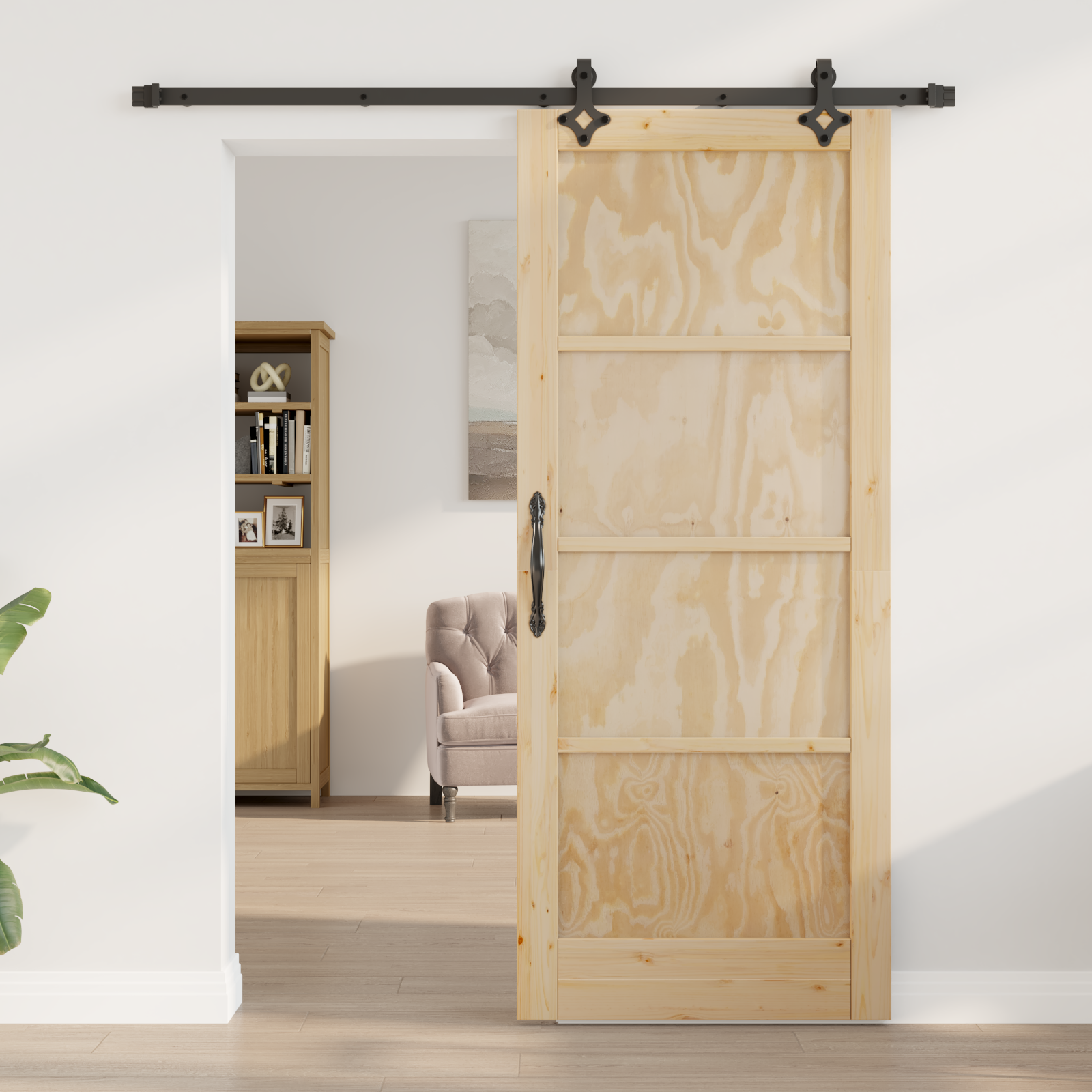 vidaXL Schuifdeur met beslag 83x202 cm massief grenenhout