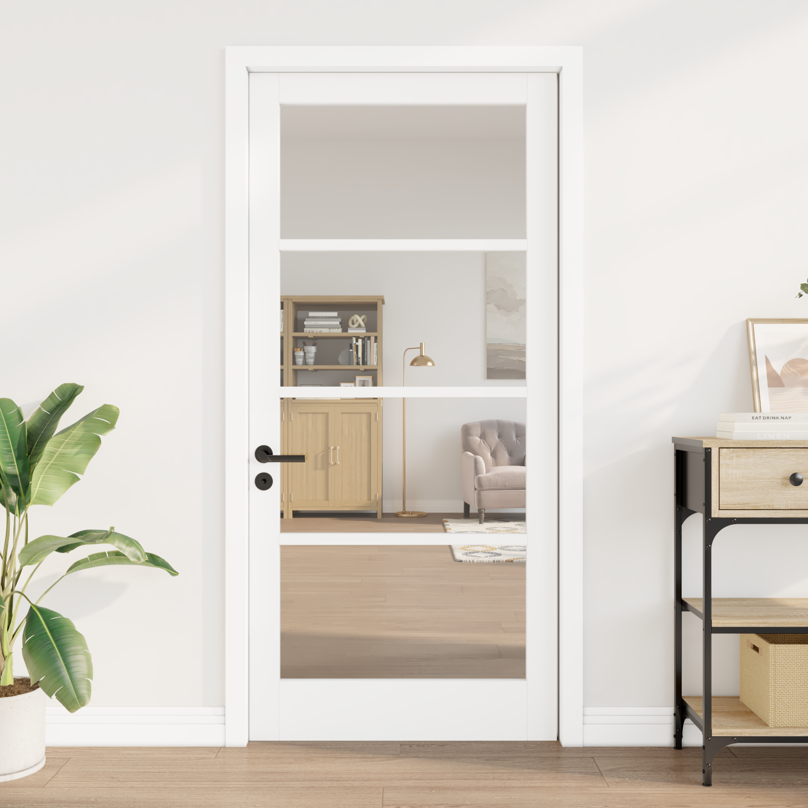 vidaXL Interne Deur met Glas 'ORKDAL'Wit 93x202x4 cm