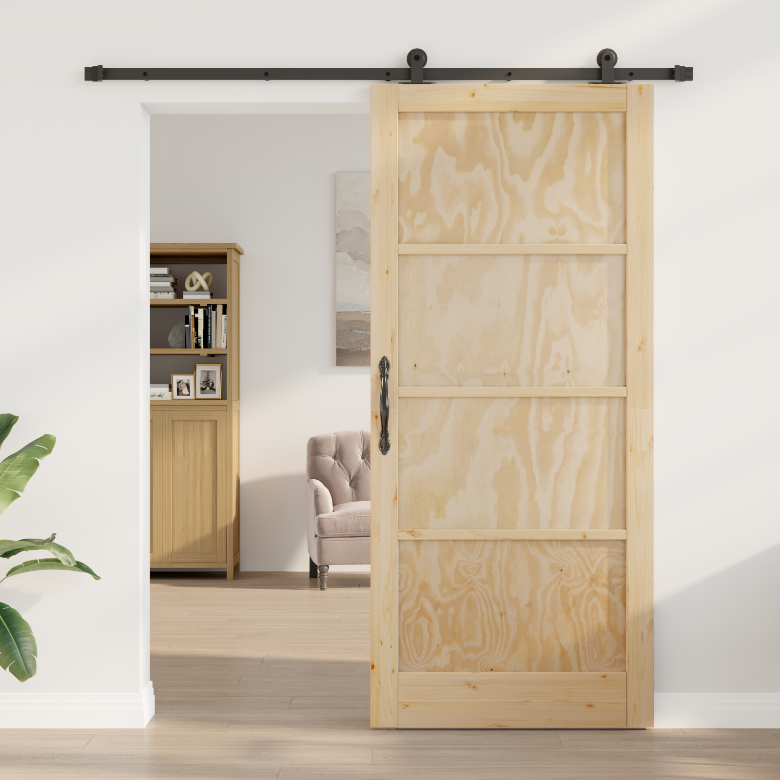 vidaXL Schuifdeur met Hardware Set 93x211 cm Massief Vurenhout