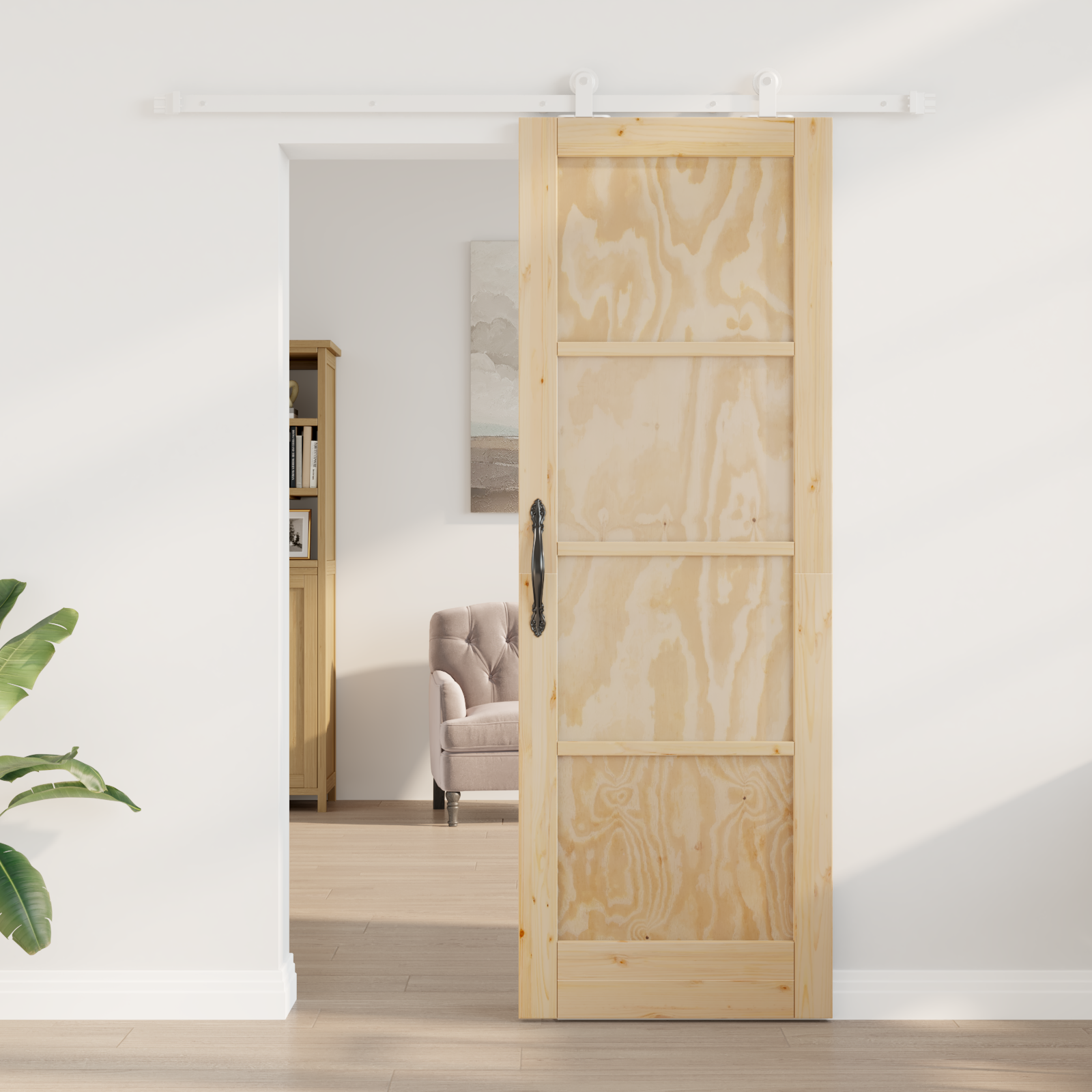 vidaXL Schuifdeur met Hardware Set 73,5x211 cm Van Massief Vurenhout