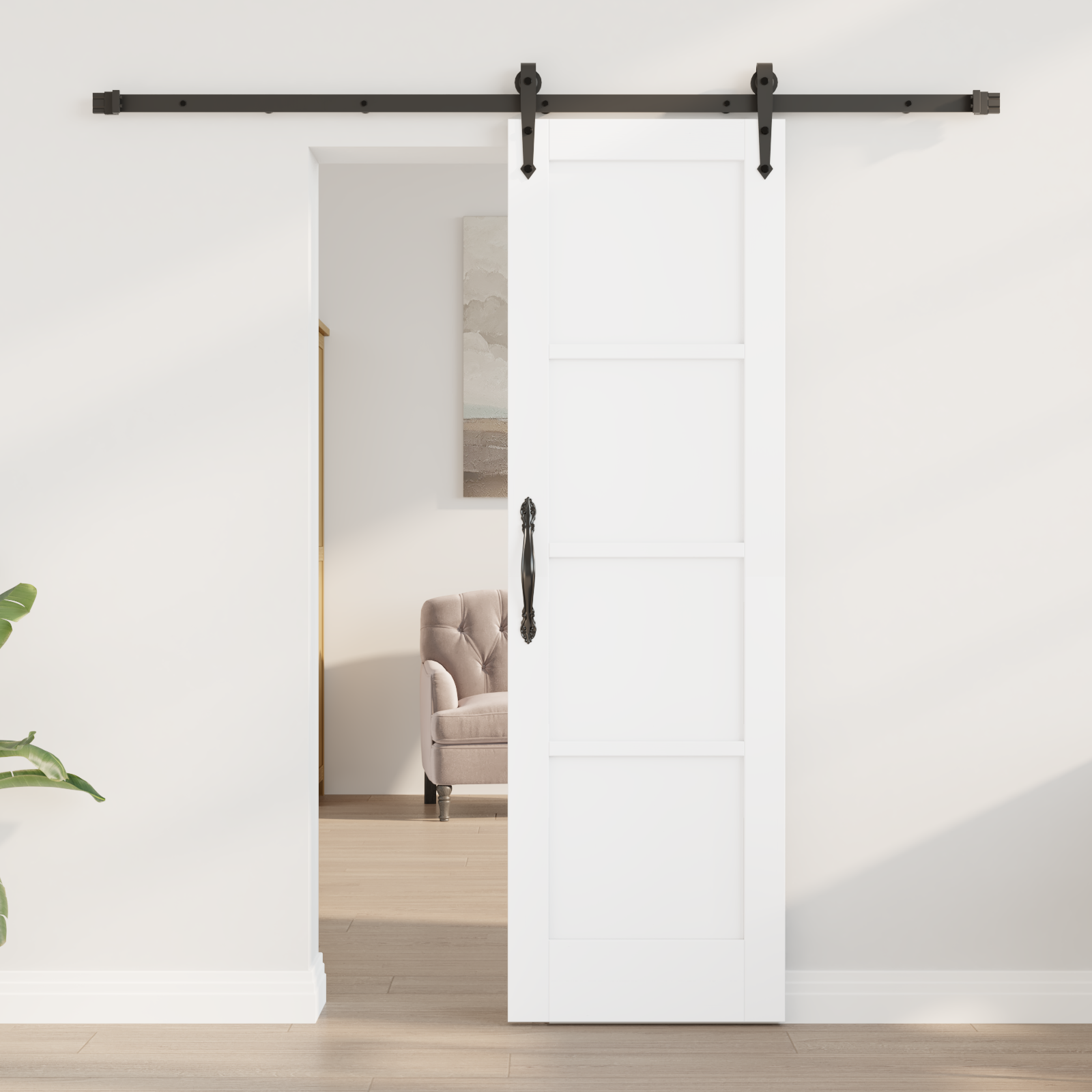 vidaXL Schuifdeur met Hardware Set Wit 61x198,5 cm van Massief Hout (Grenen)