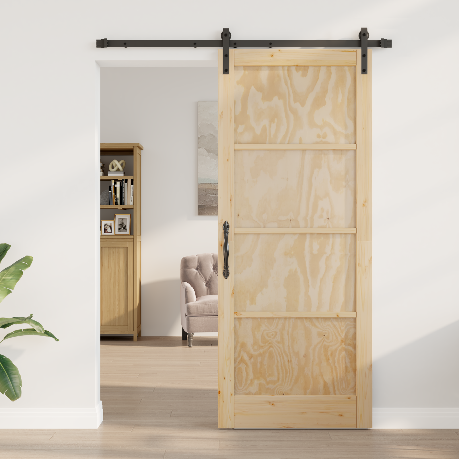 vidaXL Schuifdeur met beslag 86x211 cm massief grenenhout