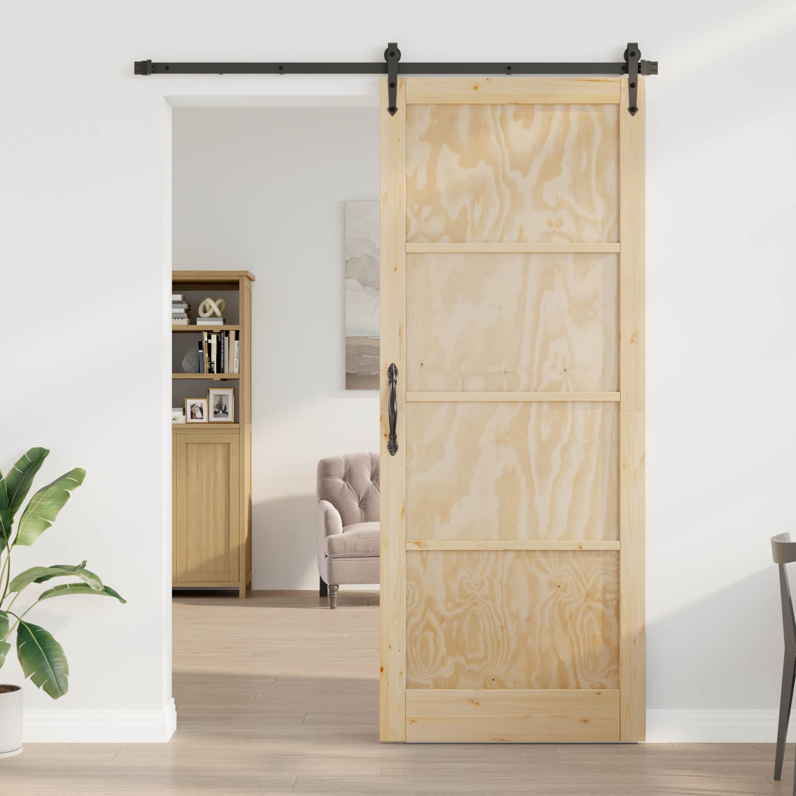 vidaXL Schuifdeur met bevestigingsset 93x232 cm massief grenenhout