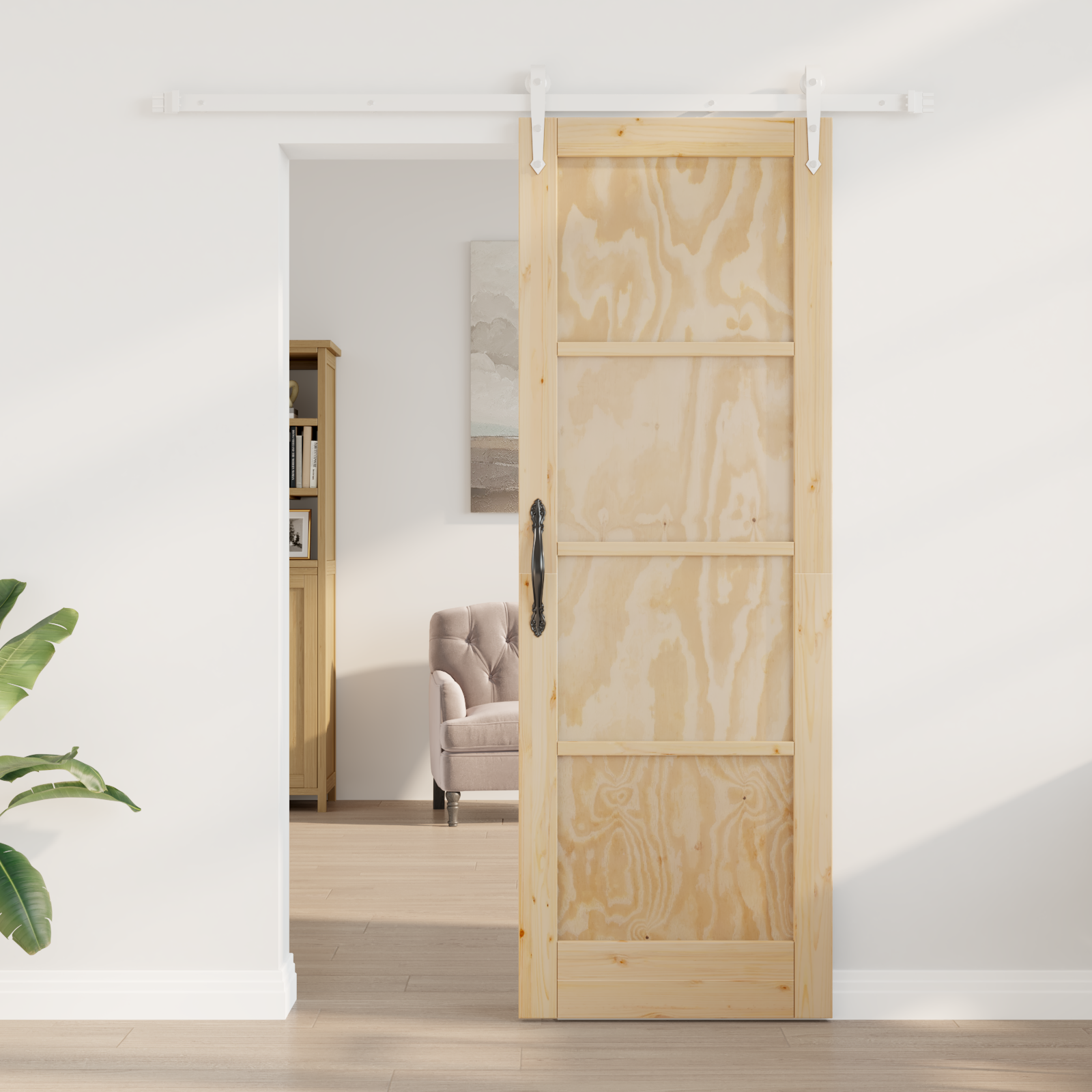 vidaXL Schuifdeur met Bevestigingsset 73,5x211 cm Massief Vurenhout