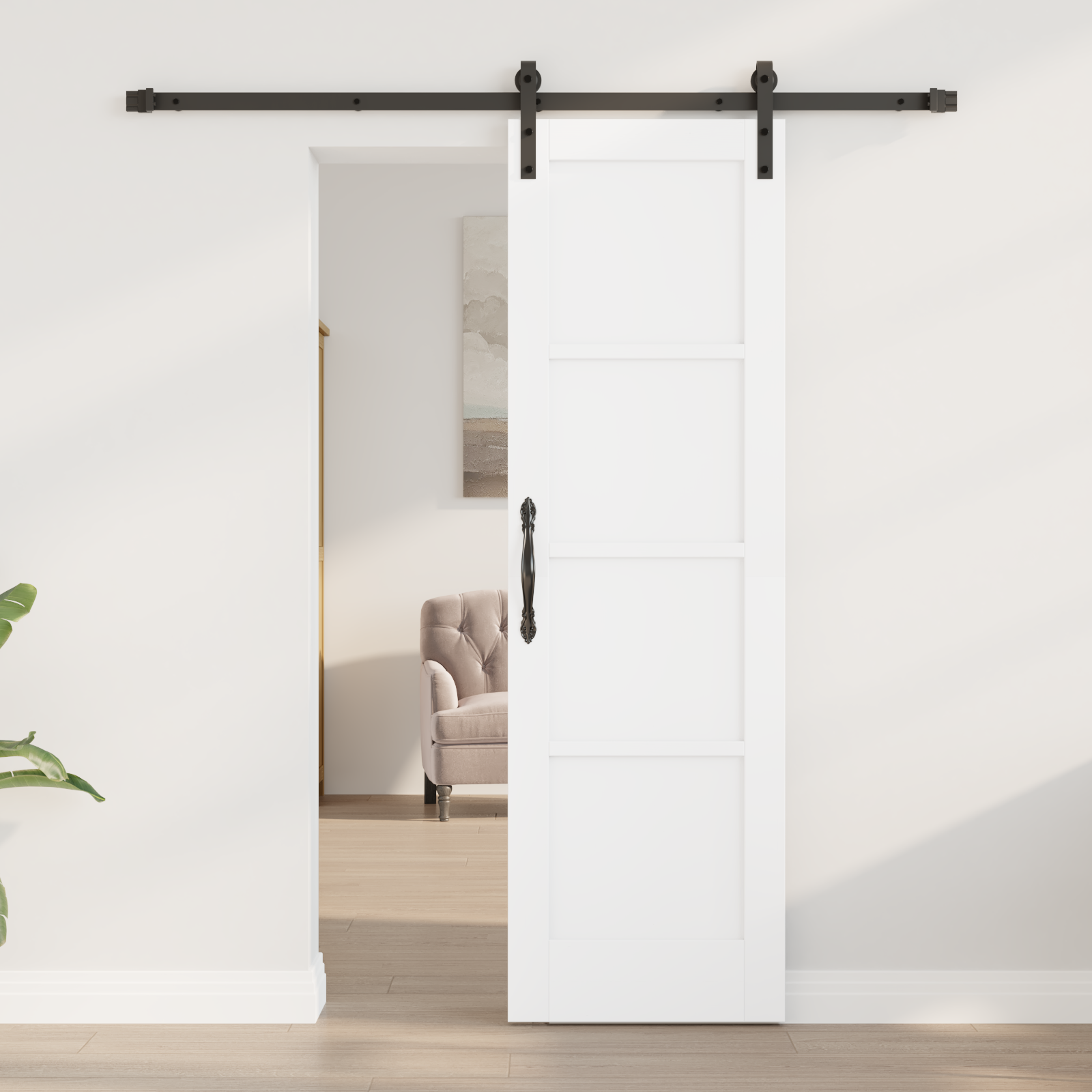 vidaXL Schuifdeur met beslag 61x198,5 cm massief grenenhout wit