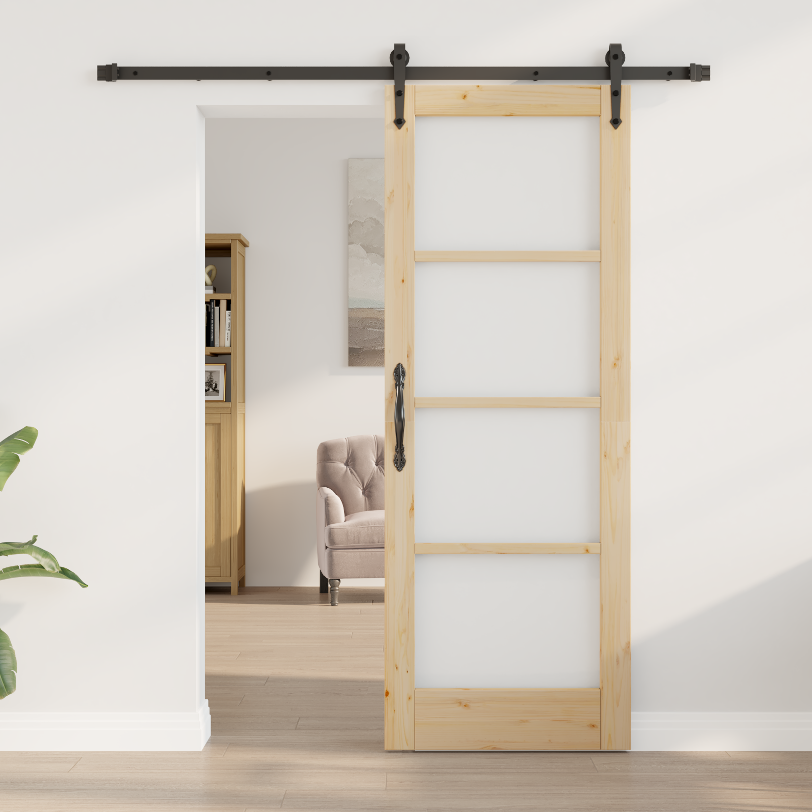 vidaXL Schuifdeur met Hardware Set 73,5x198,5 cm van Massief Houten Grenen