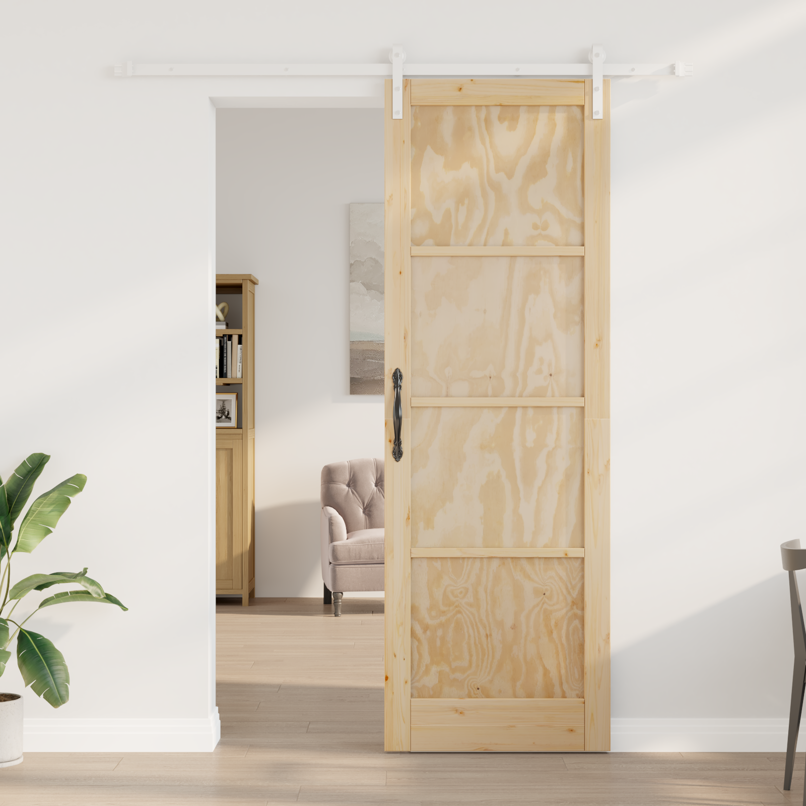 vidaXL schuifdeur met beslag 78x232 cm massief grenenhout