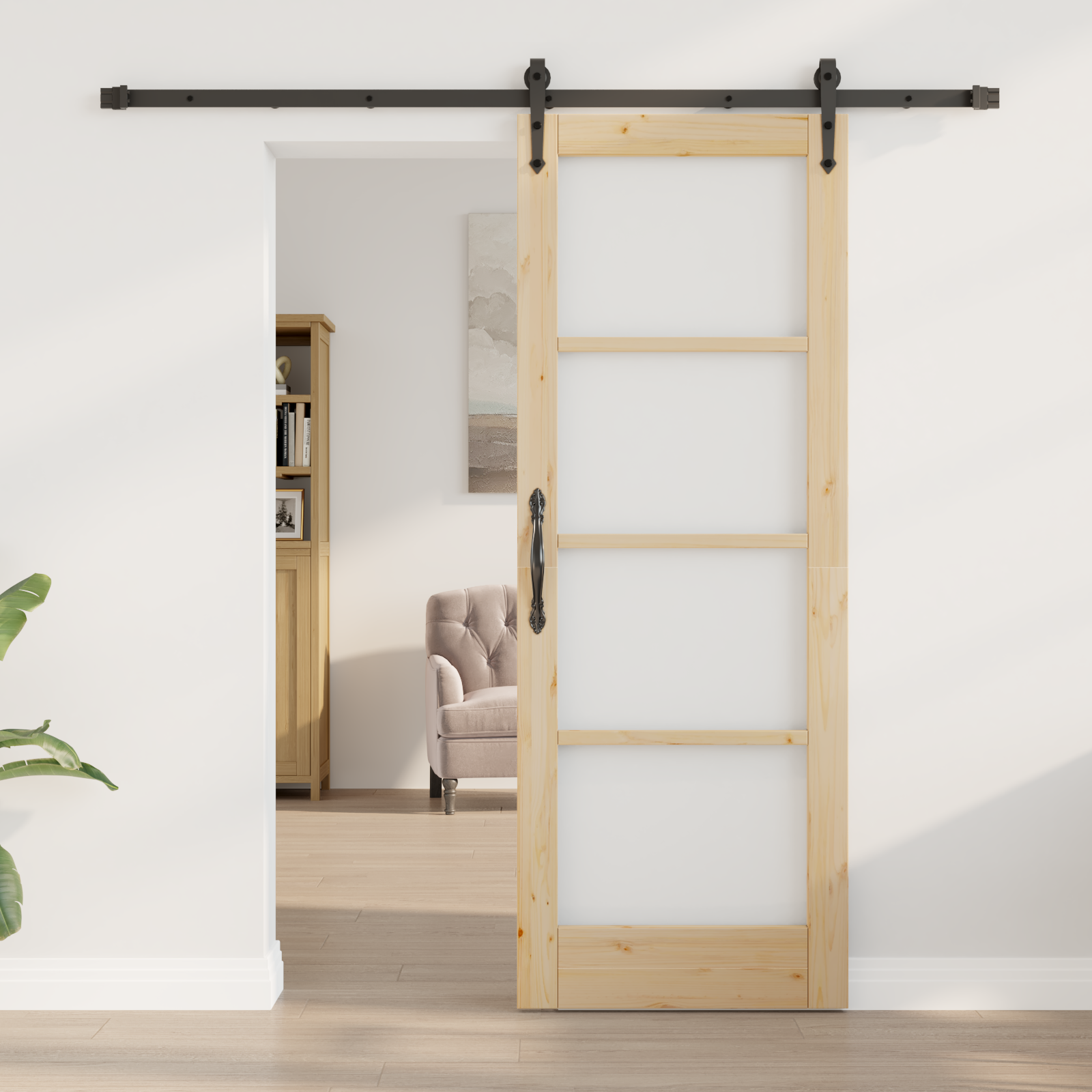 vidaXL Schuifdeur met Hardware Set 73,5x198,5 cm Massief Hout van Pijnboom