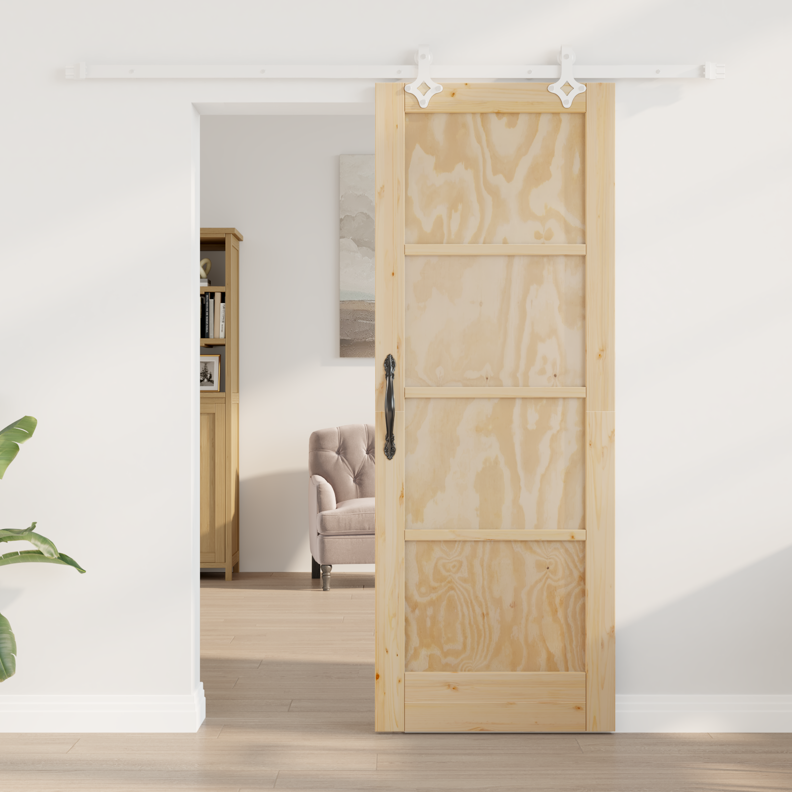 vidaXL Schuifdeur met beslag 73,5x198,5 cm massief grenenhout