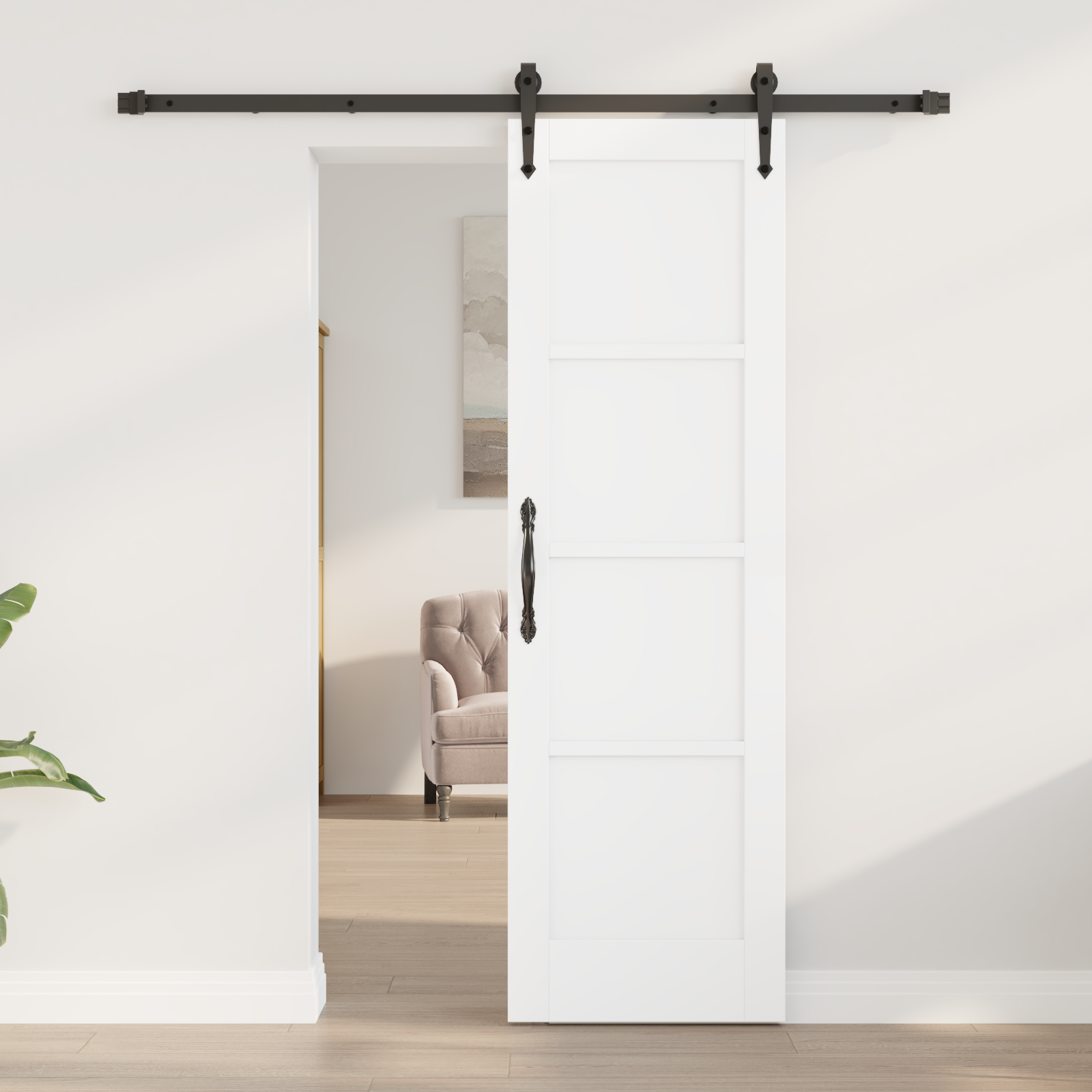 vidaXL Schuifdeur met Bevestigingsset Wit 61x198,5 cm Massief Hout