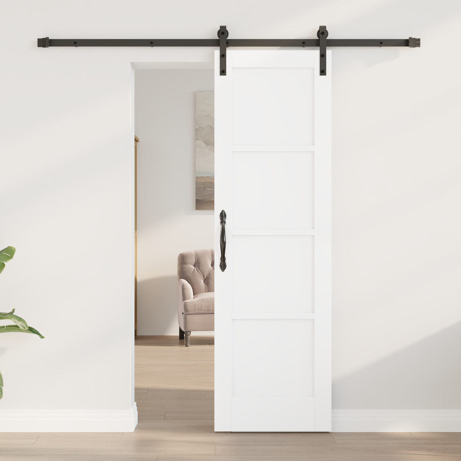 vidaXL Schuifdeur met beslag 61x198,5 cm massief grenenhout wit