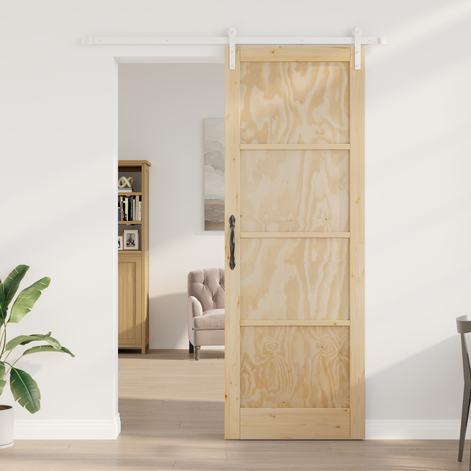 vidaXL Schuifdeur met beslag 83x232 cm massief grenenhout