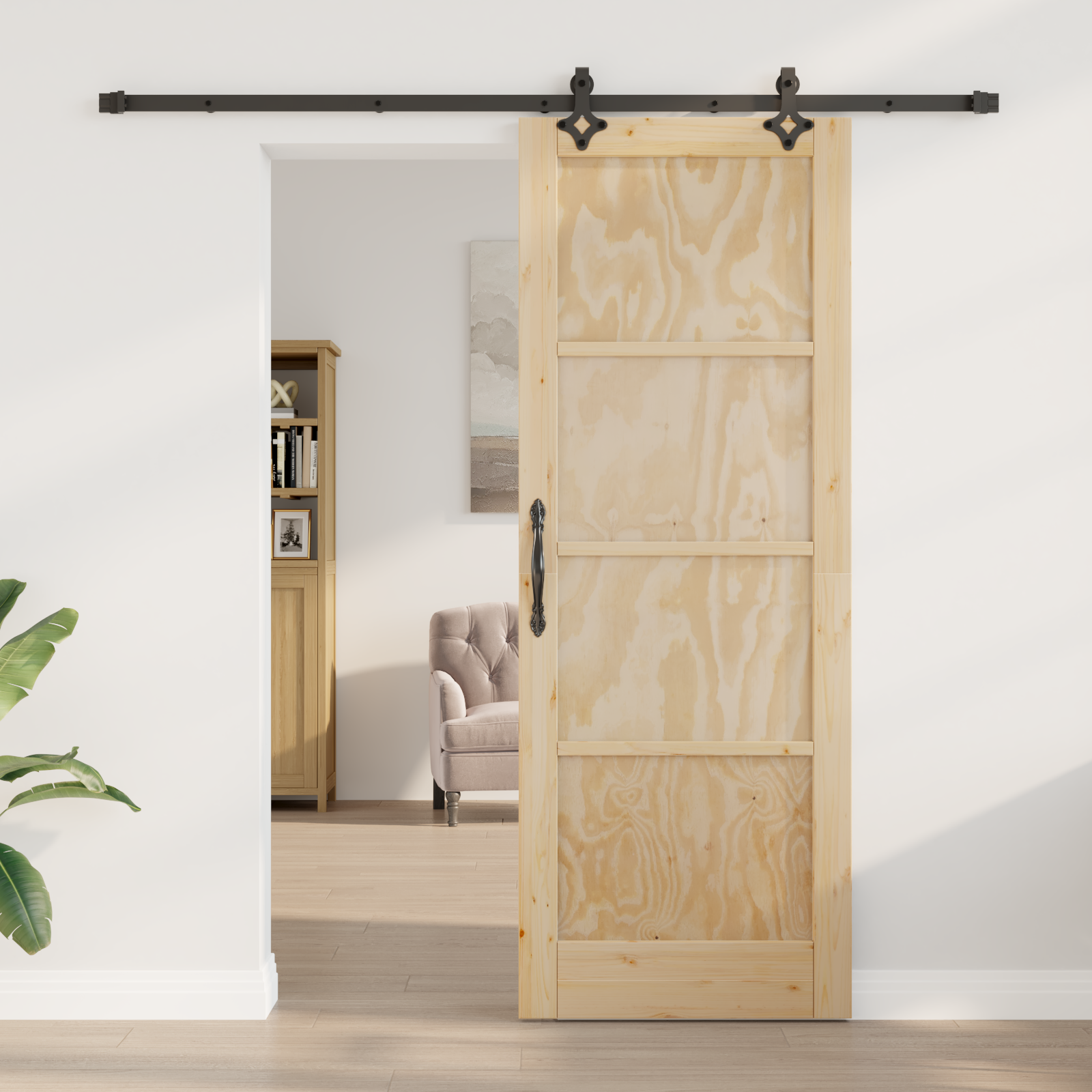 vidaXL Schuifdeur met Hardware Set 'ORKDAL'van Massief Vurenhout