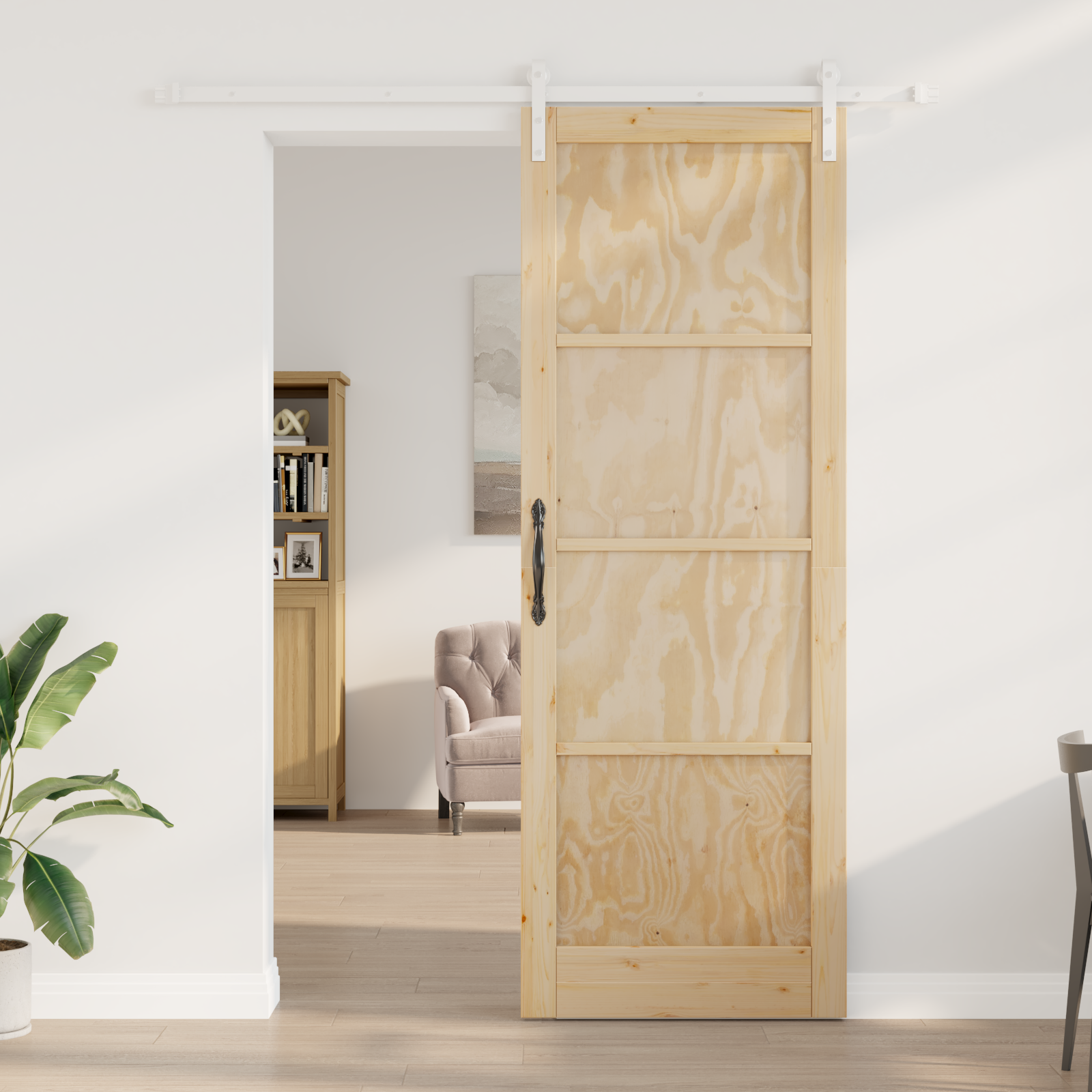 vidaXL schuifdeur met beslag 83x232 cm massief grenenhout