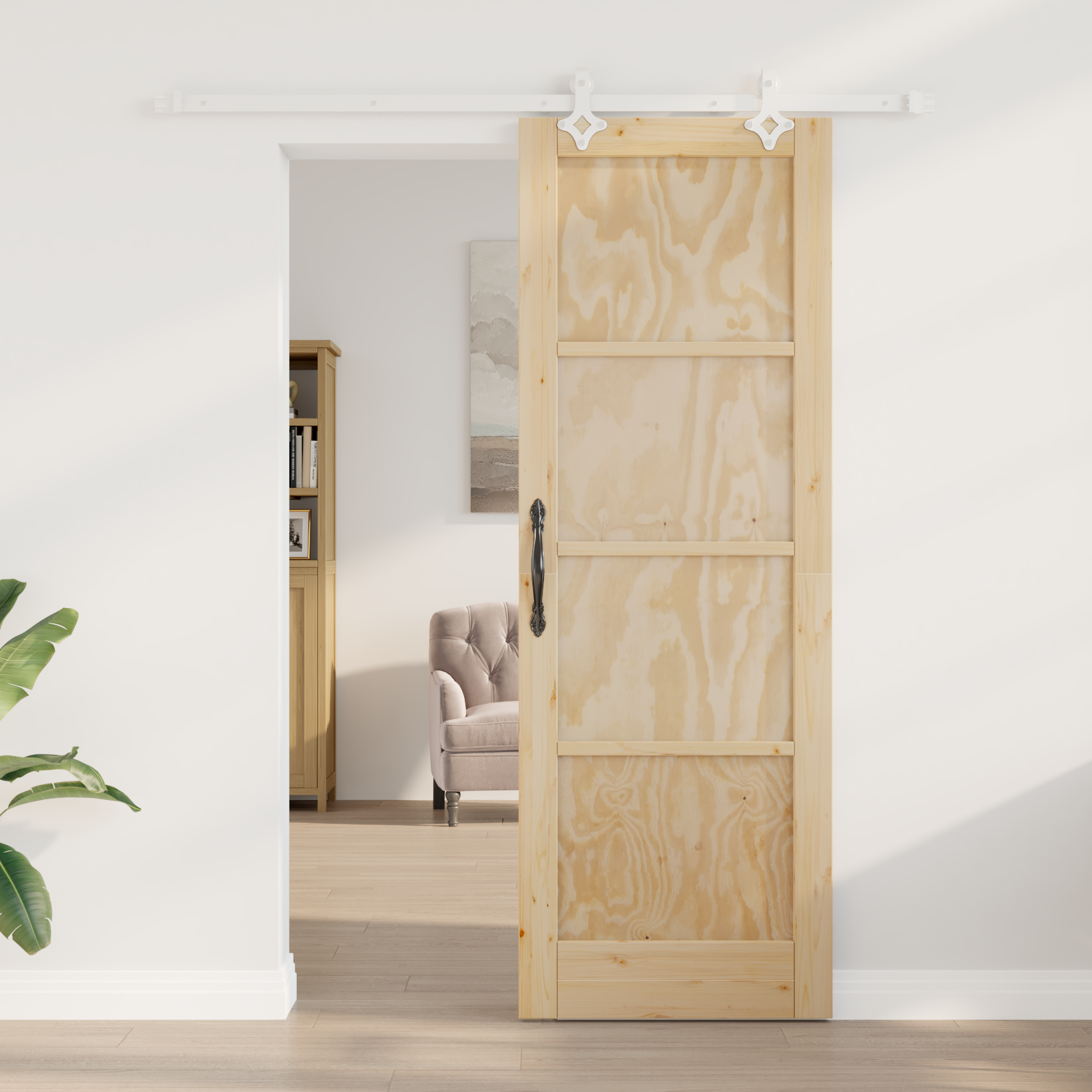 vidaXL Schuifdeur met beslag 73,5x211 cm massief grenenhout