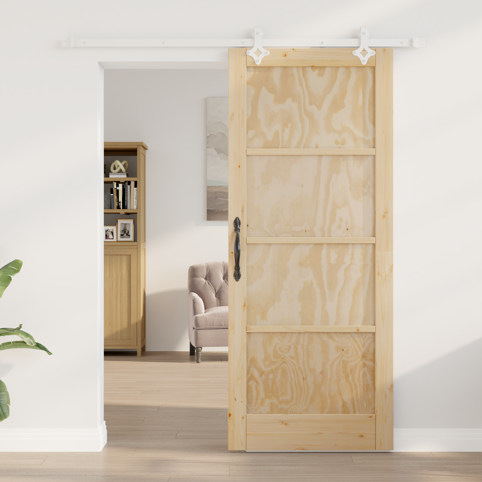 vidaXL Schuifdeur met beslag 83x202 cm massief grenenhout