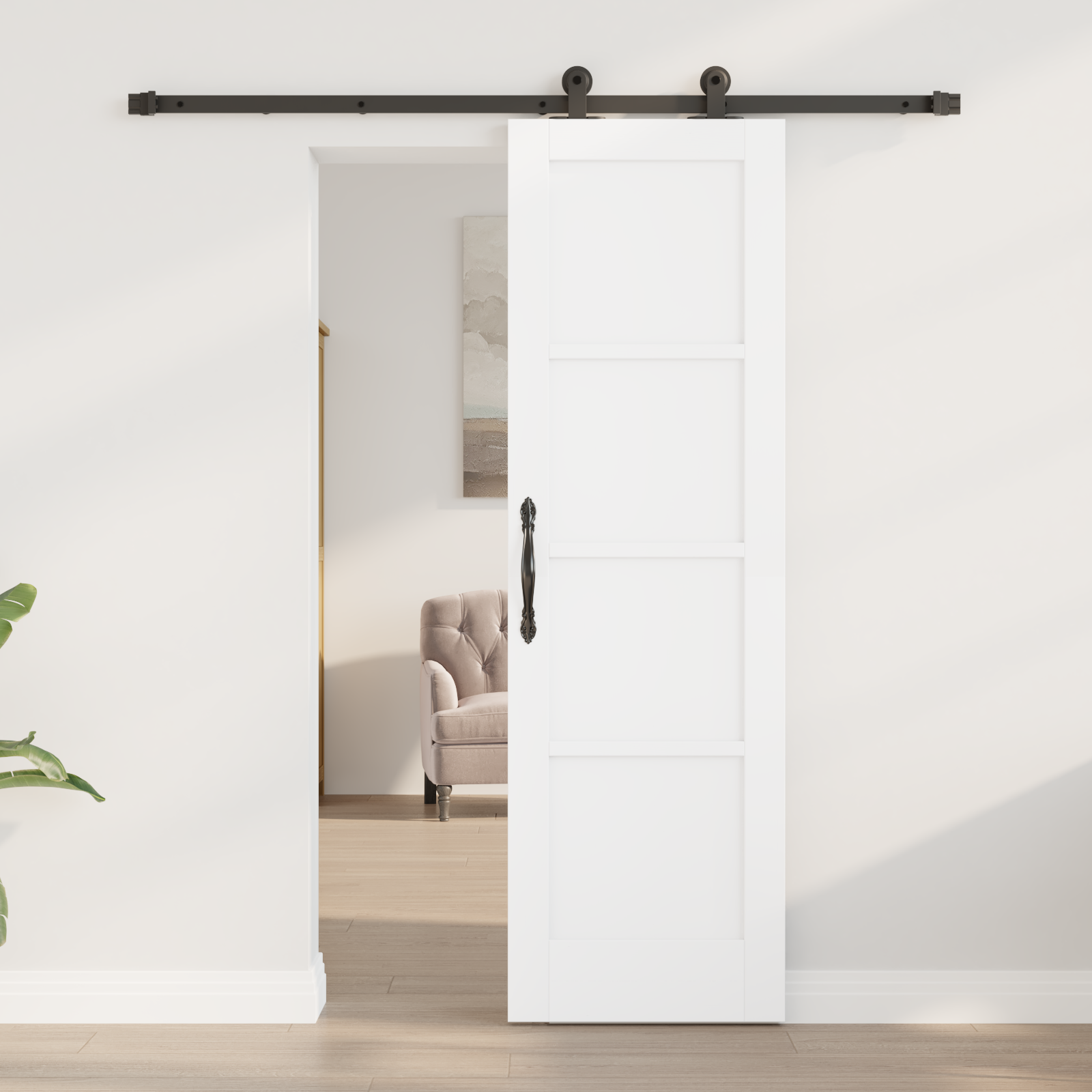 vidaXL Schuifdeur met Beugels Wit 61x198,5 cm Massief Dennehout