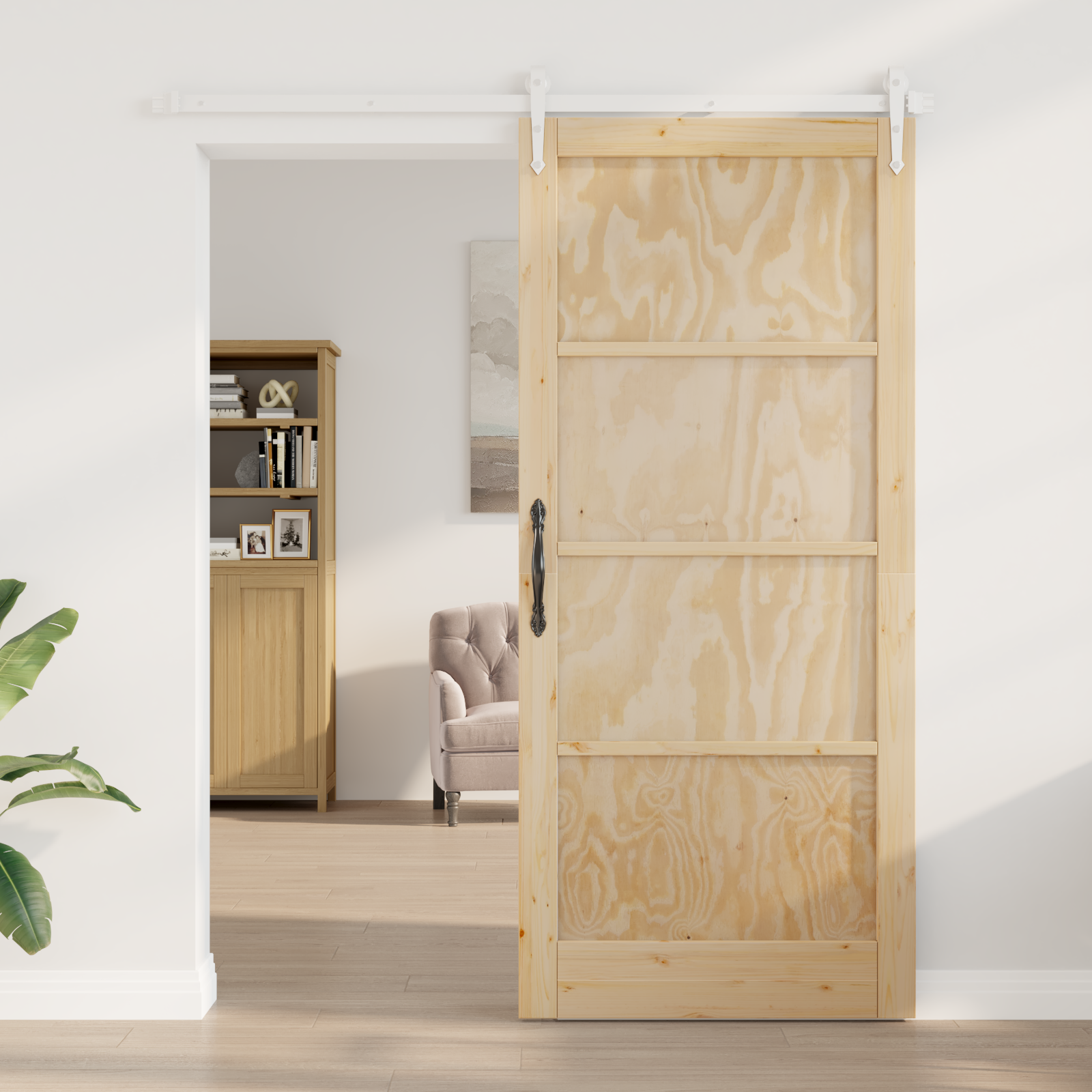 vidaXL Schuifdeur met Hardware Set 93x211 cm Massief Vurenhout