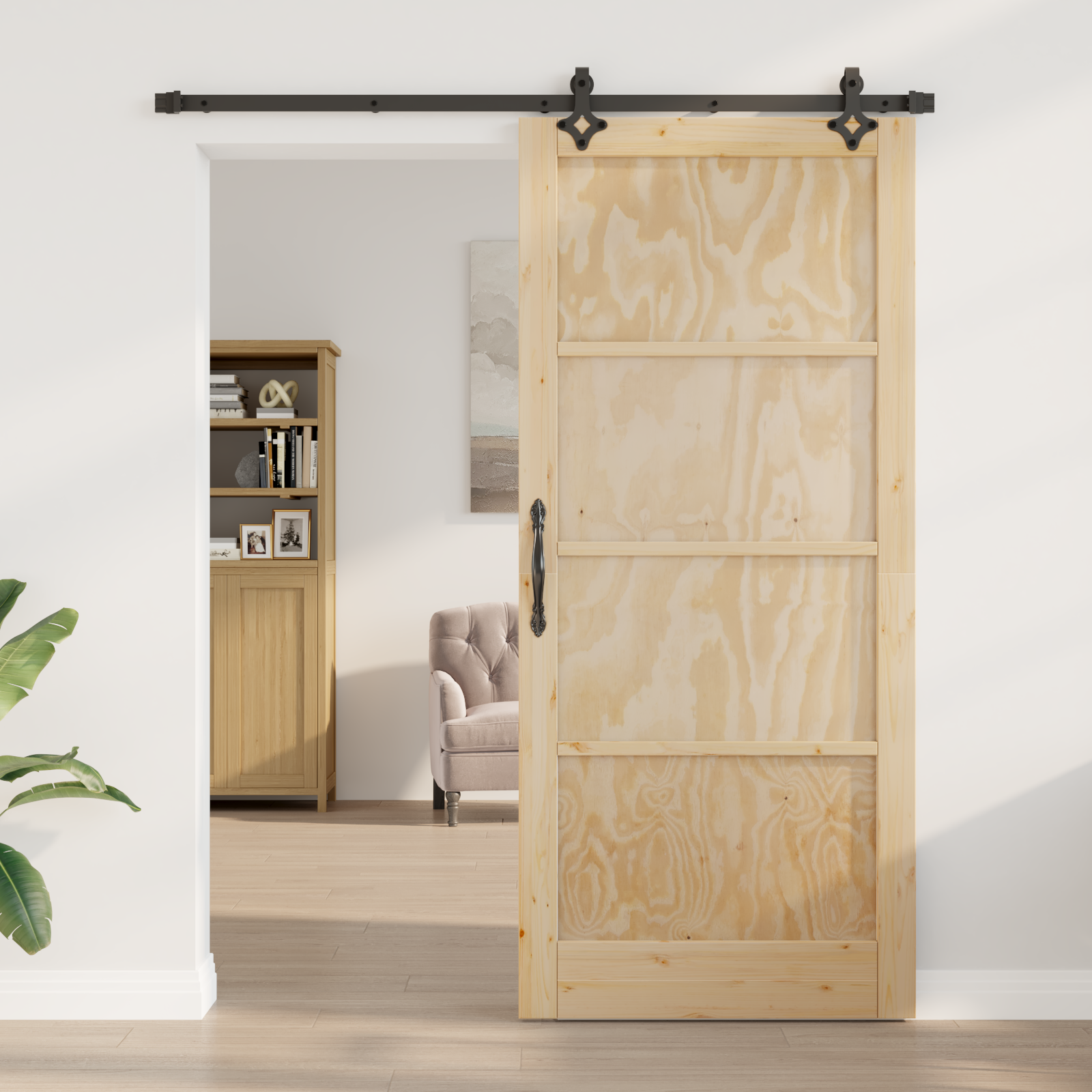 vidaXL Schuifdeur met beslag 93x211 cm massief grenenhout