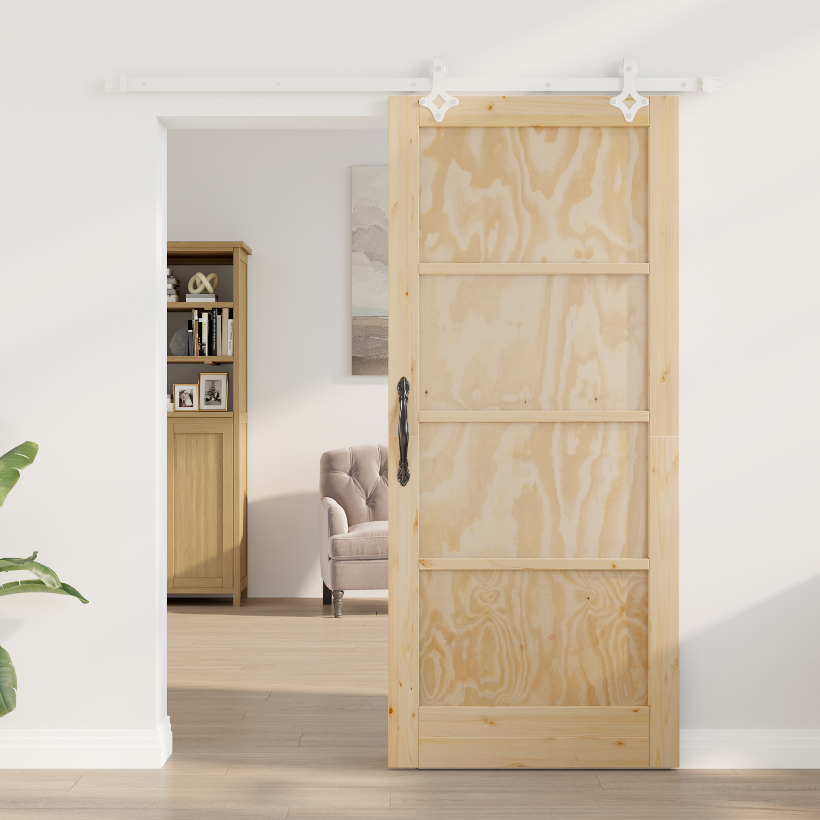 vidaXL Schuifdeur met beslag 86x198,5 cm massief grenenhout