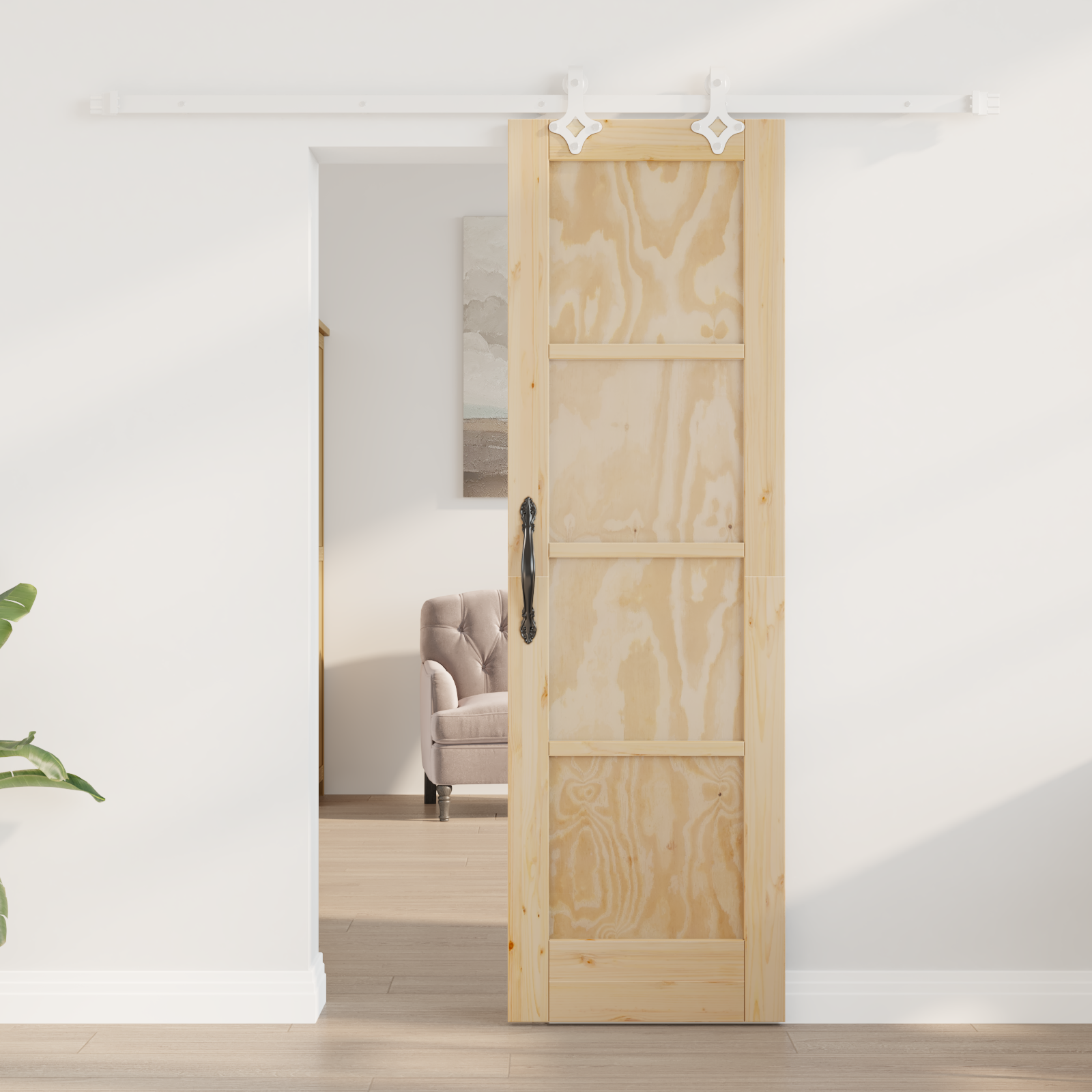 vidaXL Schuifdeur met beslag 61x198,5 cm massief grenenhout