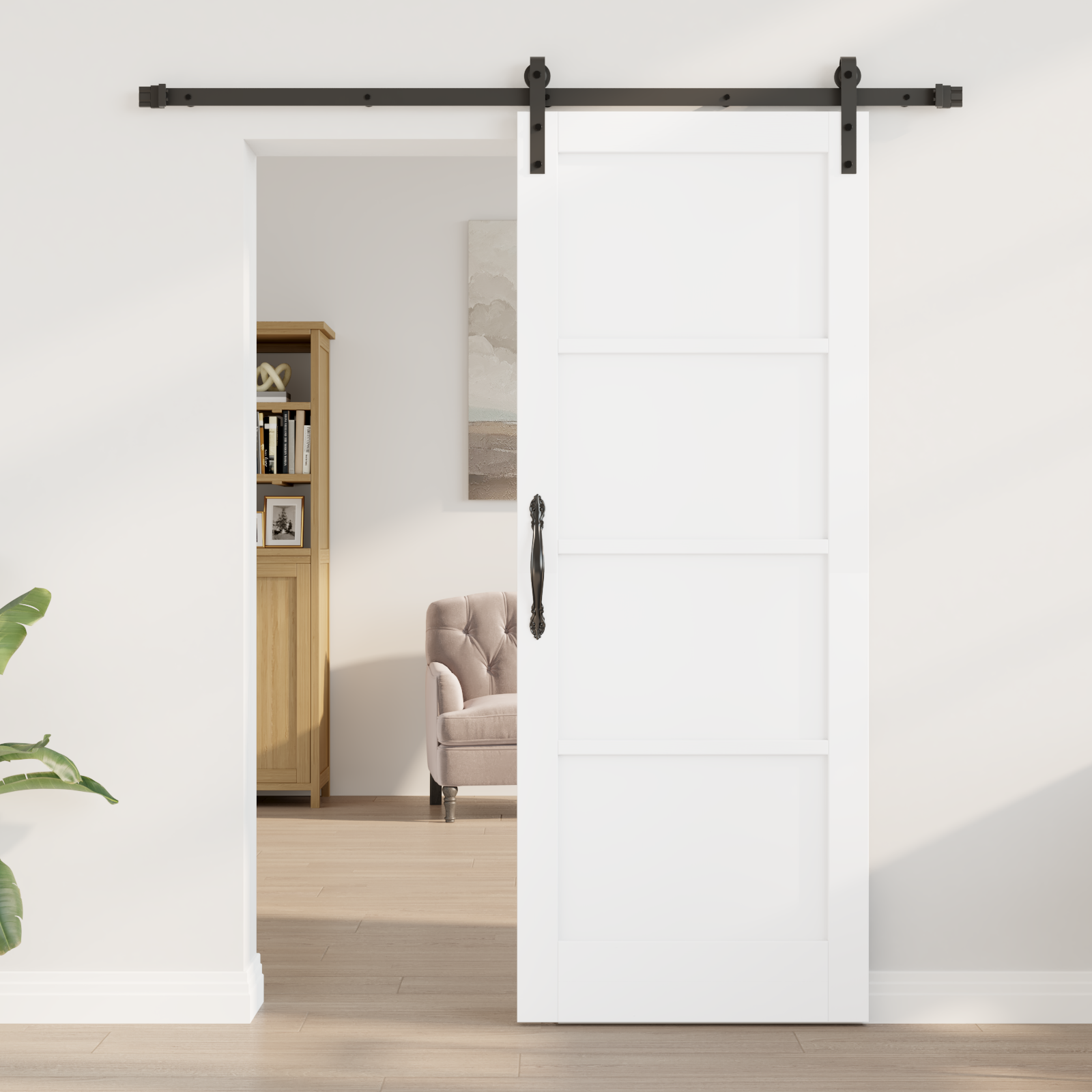 vidaXL Schuifdeur met beslag 78x202 cm massief grenenhout wit