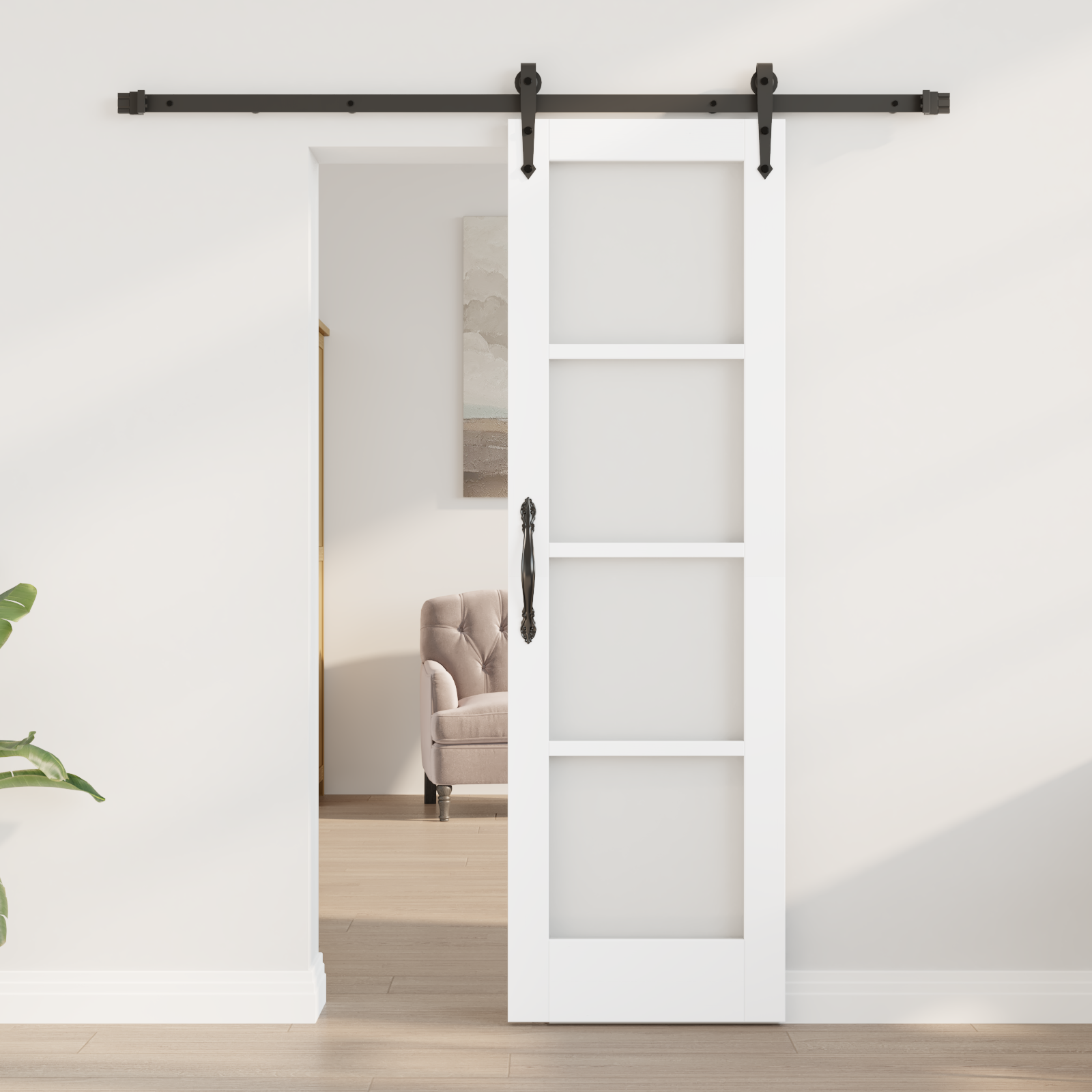 vidaXL Schuifdeur met Hardware Set Wit 61x198,5 cm Massief Vurenhout