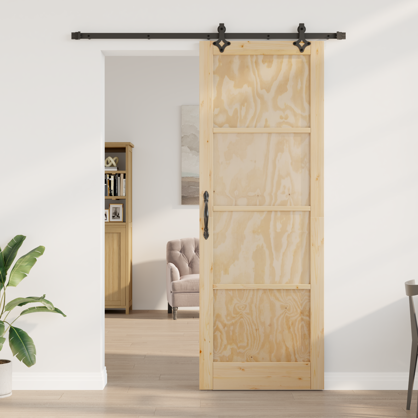vidaXL Schuifdeur met beslag 83x232 cm massief grenenhout