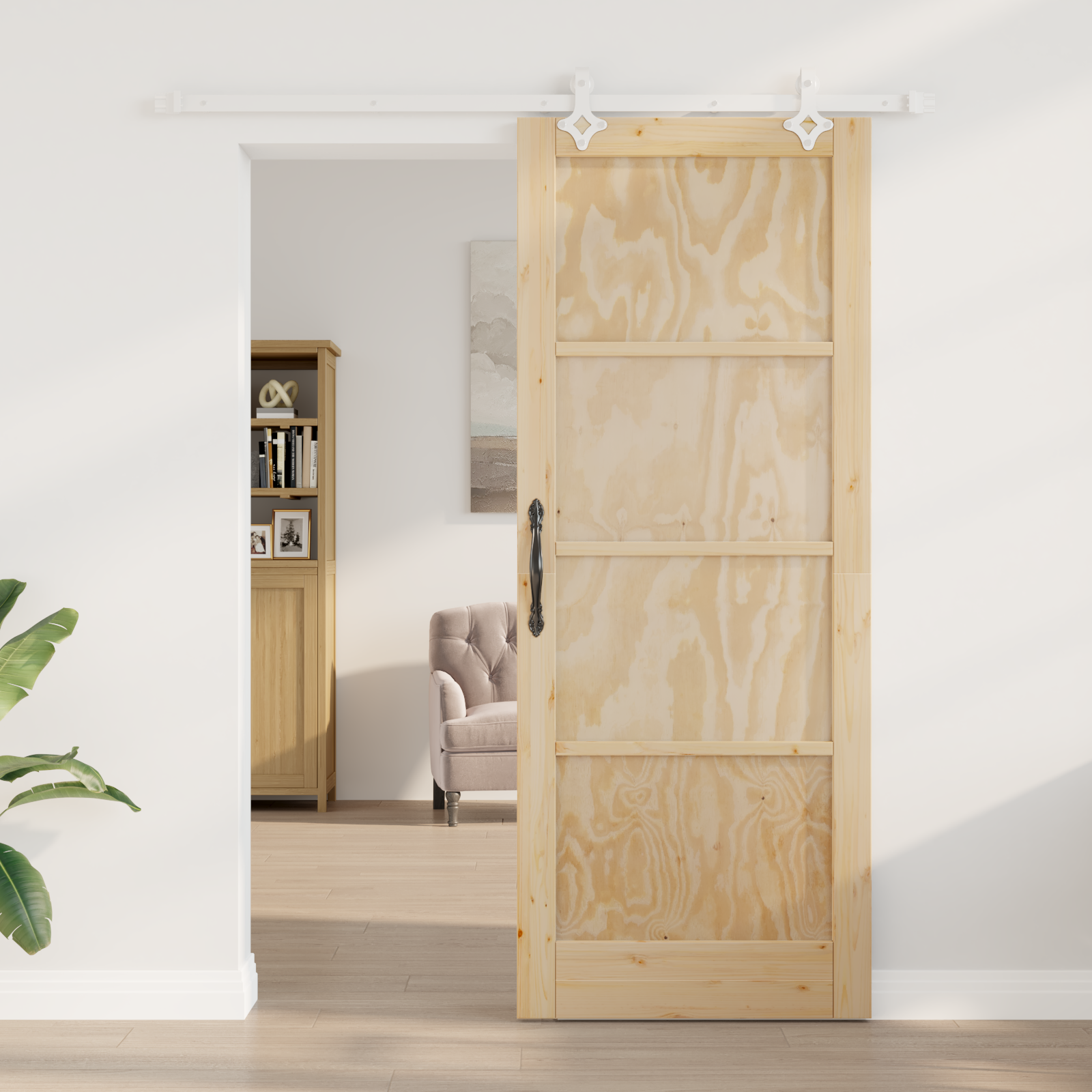 vidaXL Schuifdeur met beslag 83x211 cm massief grenenhout