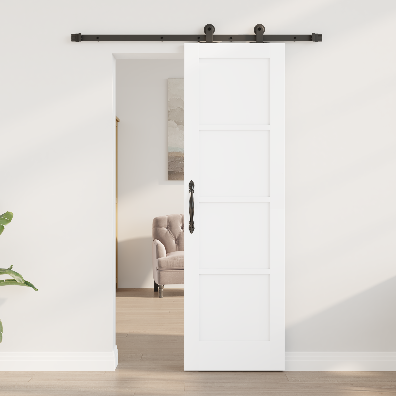 vidaXL Schuifdeur met Hardware Set ORKDAL Wit Massief Hout van Dennen