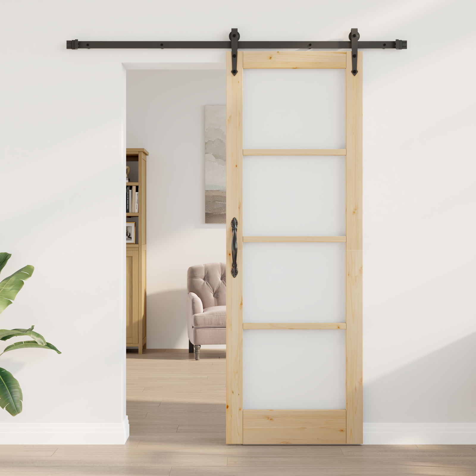 vidaXL Schuifdeur met Hardware Set 73,5x211 cm Massief Vurenhout