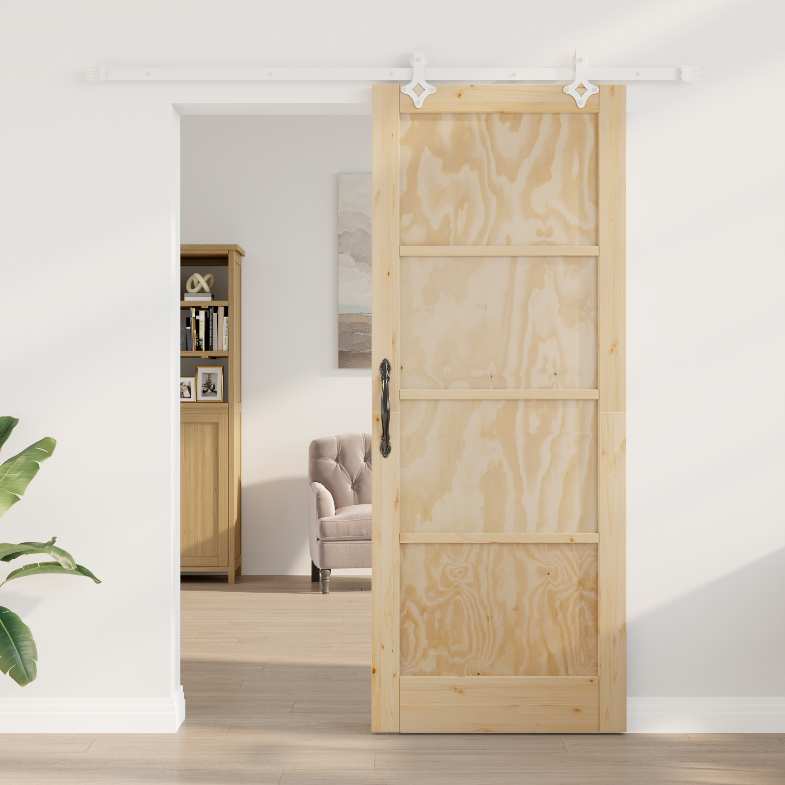 vidaXL Schuifdeur met beslag 83x211 cm massief grenenhout