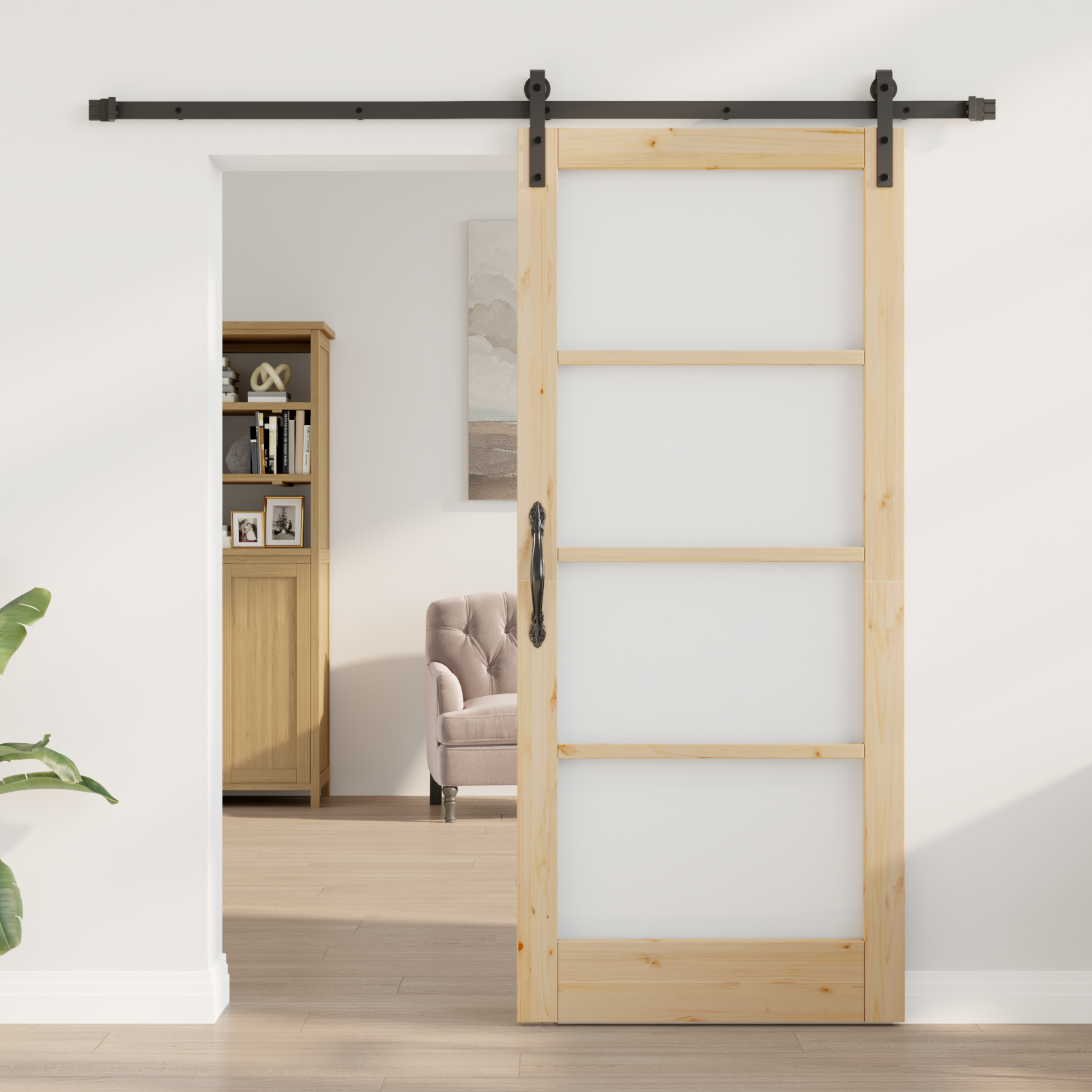vidaXL Schuifdeur met beslag ORKDAL massief hout en glas