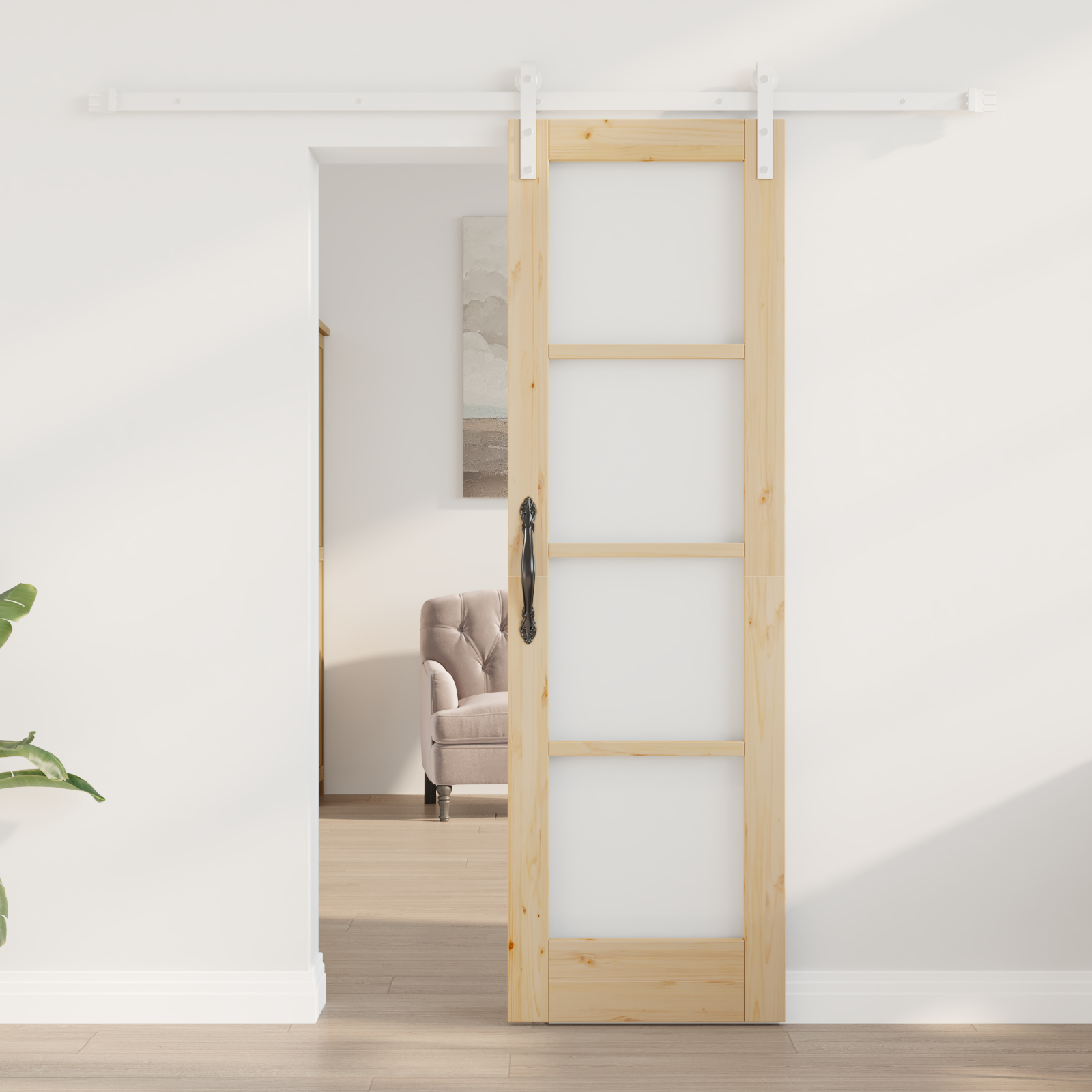 vidaXL Schuifdeur met beslag ORKDAL massief hout en glas