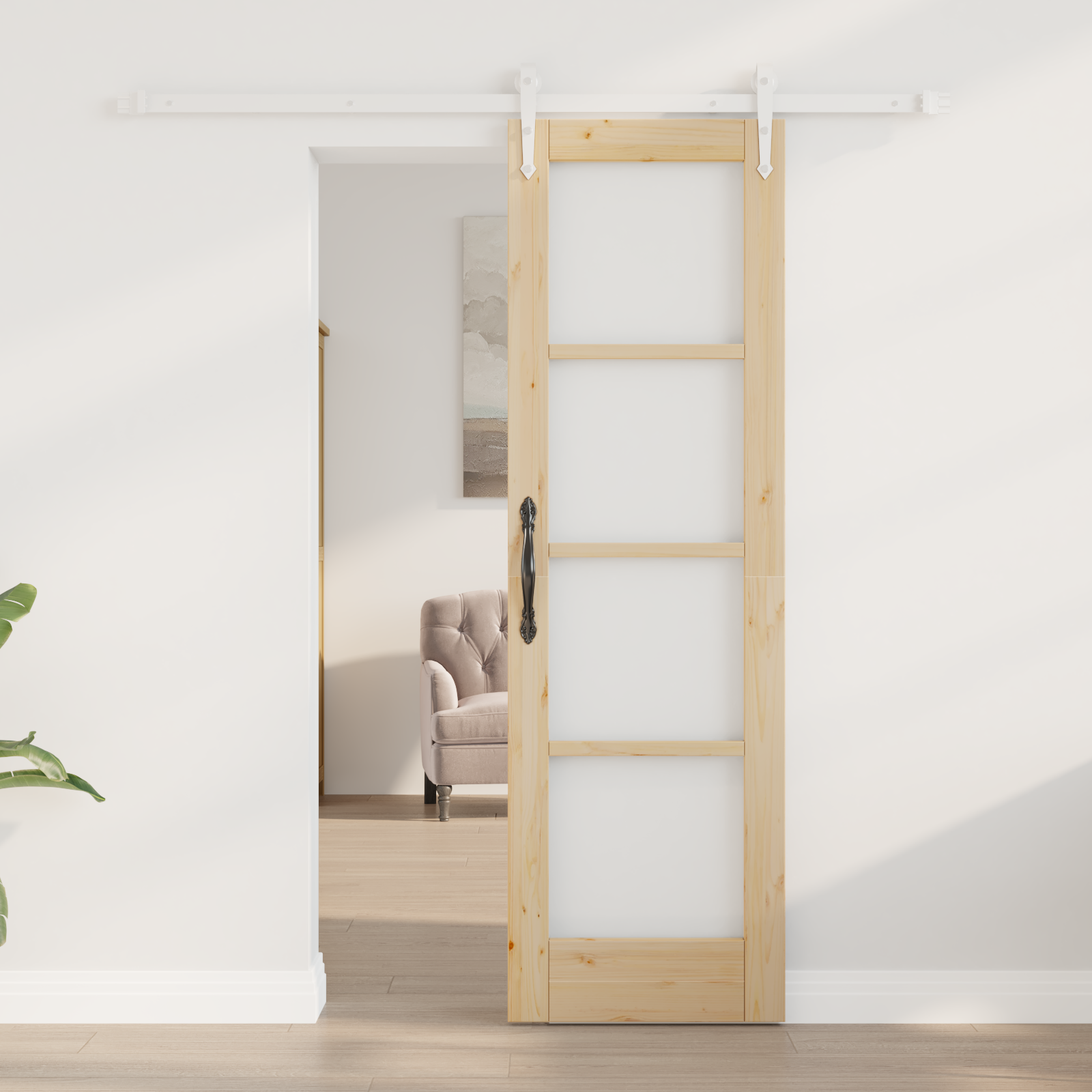 vidaXL Schuifdeur met Beugels 61x198,5 cm Massief Houten Vuren